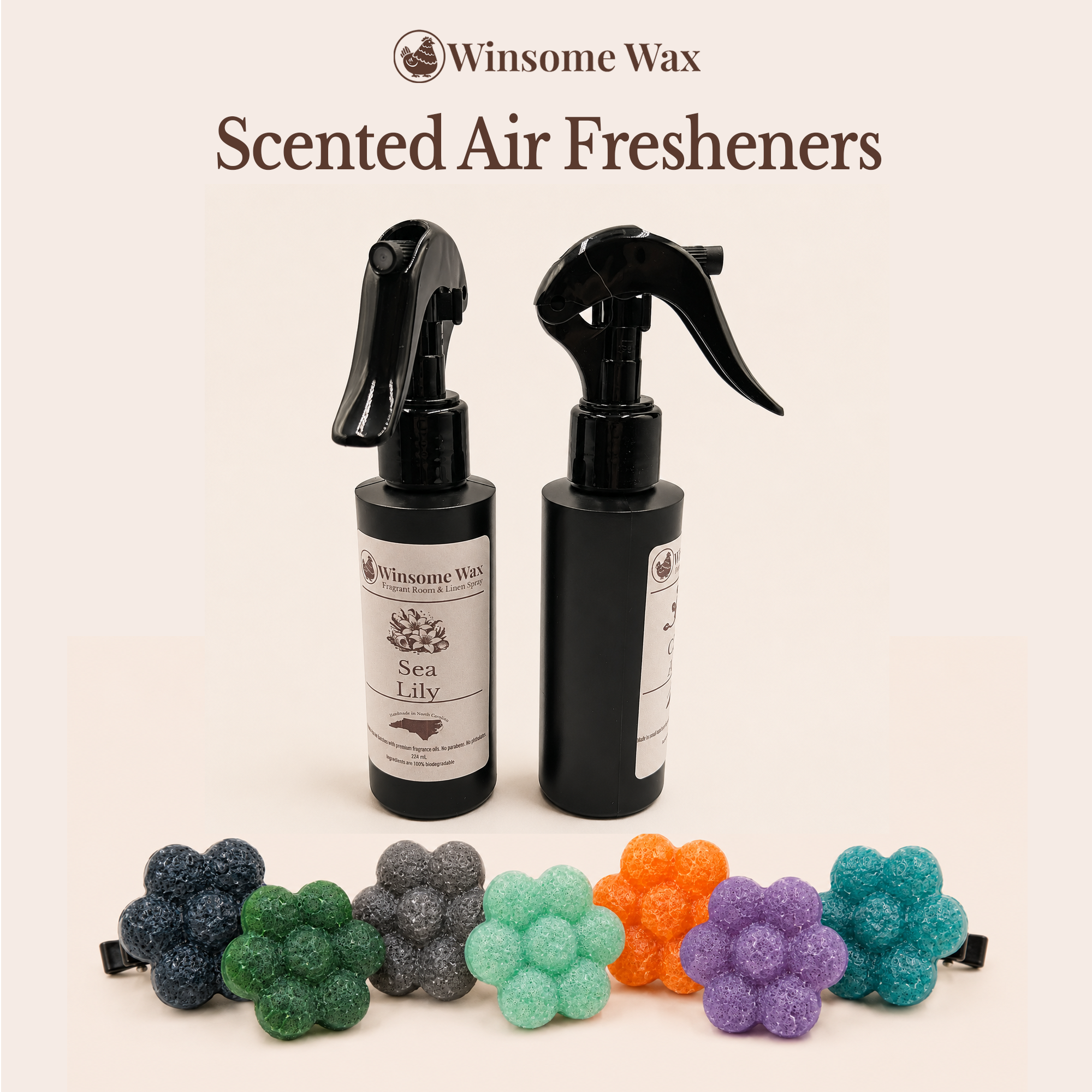 Winsome Wax Scented Air Fresheners collection featuring room sprays and floral vent clip air fresheners