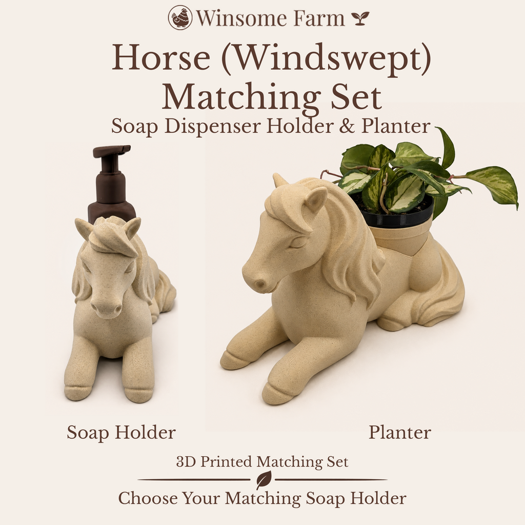 Windswept Horse Planter and Soap Holder Set - Winsome Farm Bundle - Coordinated