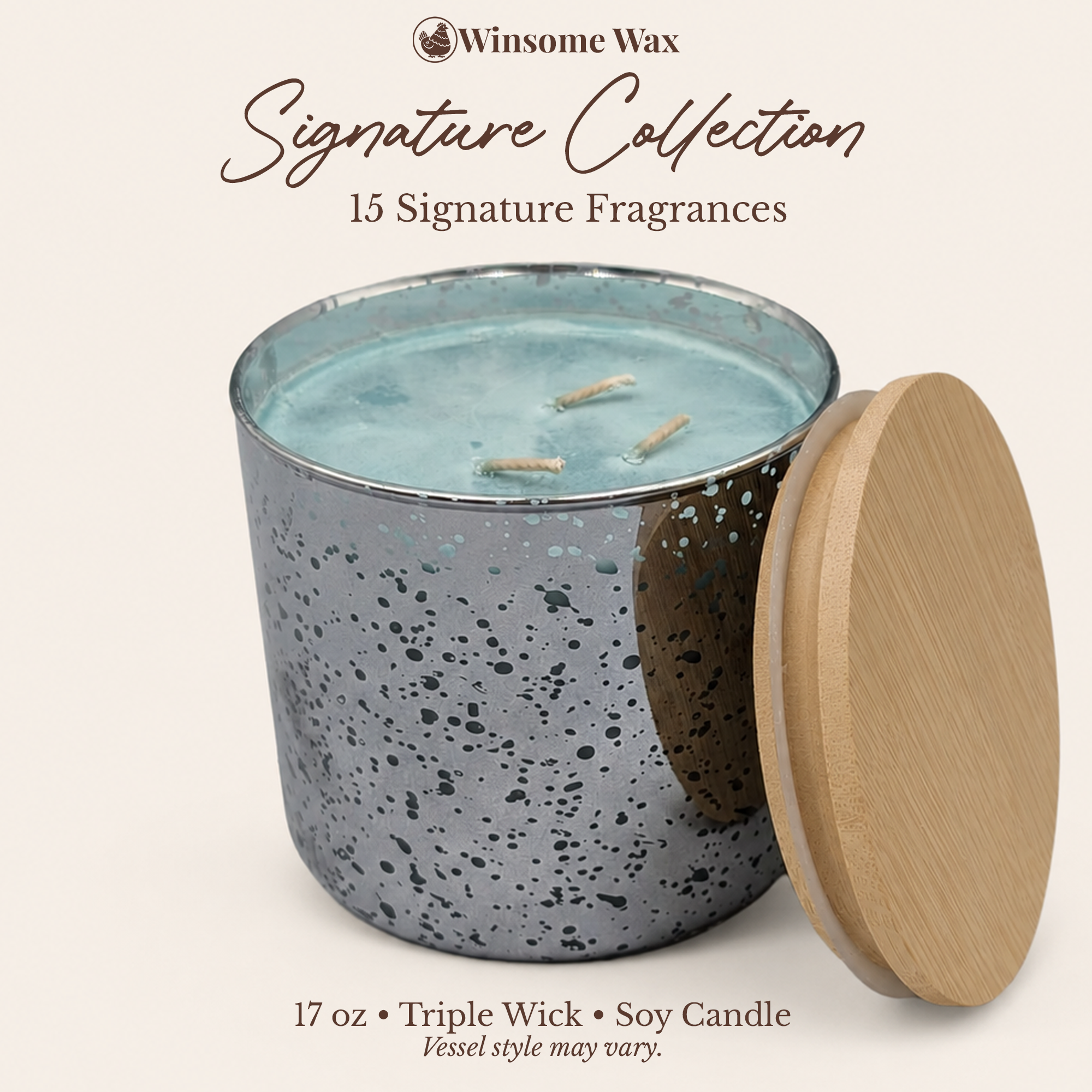Signature Collection - 17 oz Soy Candle - Hand Poured Candle with Bamboo Lid