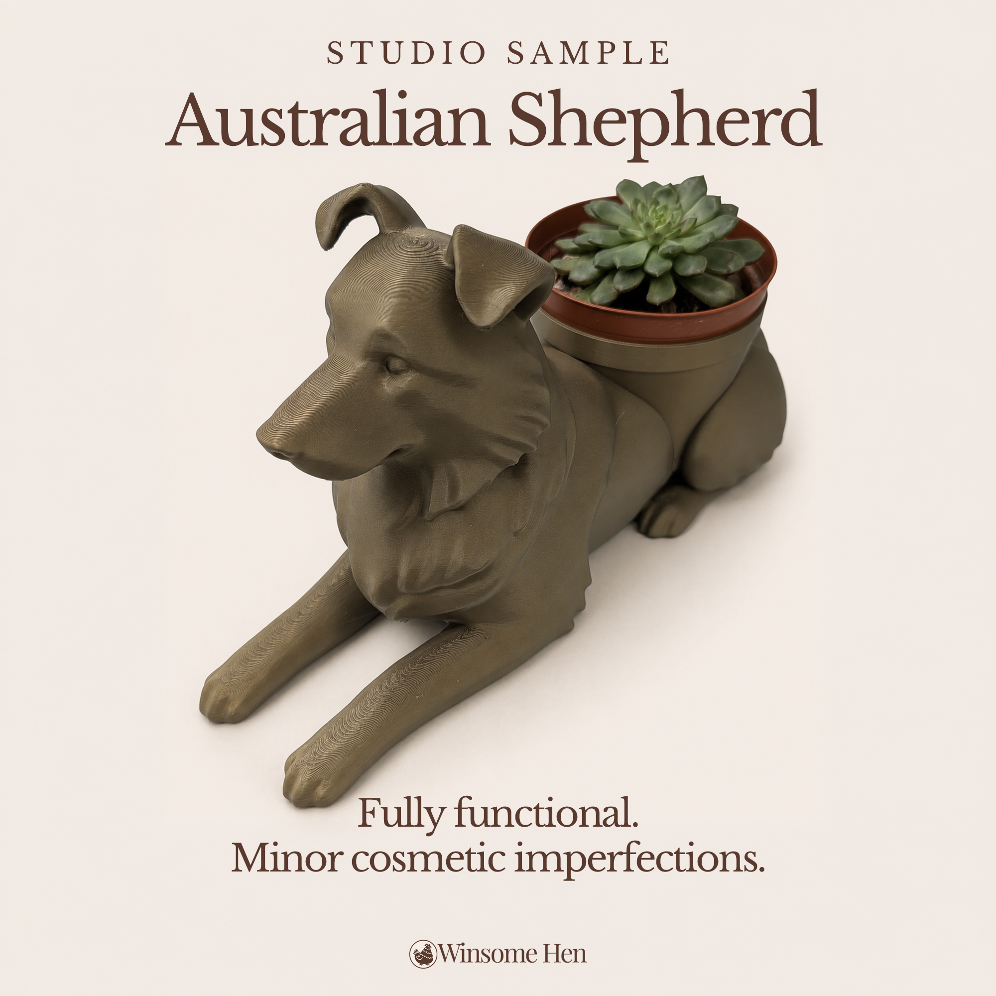 Australian Shepherd Planter - Winsome Wags - Studio Sample