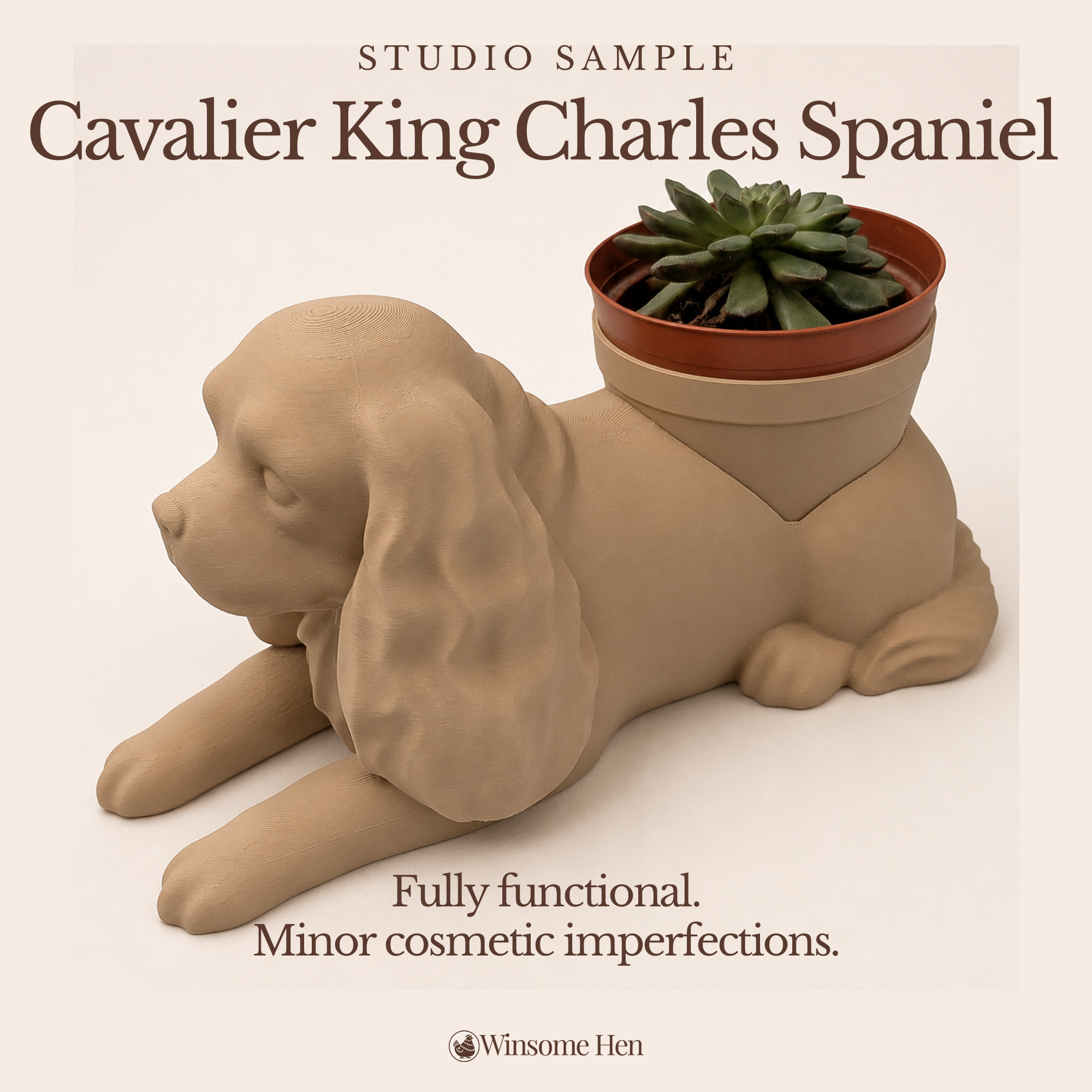 Cavalier King Charles Spaniel Planter - Winsome Wags - Studio Sample