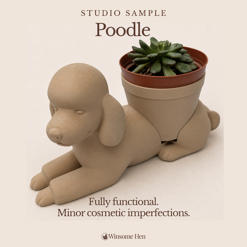 Poodle Planter - Winsome Wags - Studio Sample (Current Sculpt)