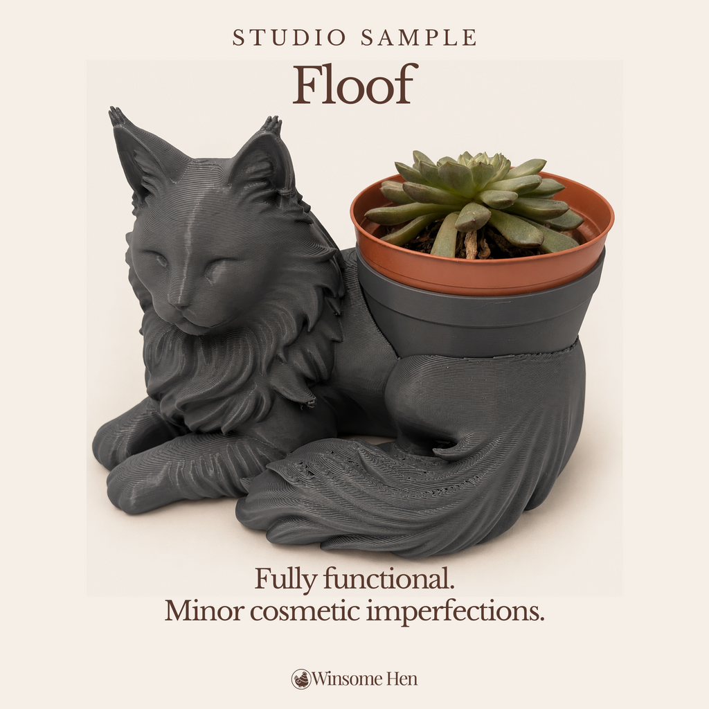 Floof Cat Planter - Winsome Whiskers - Studio Sample