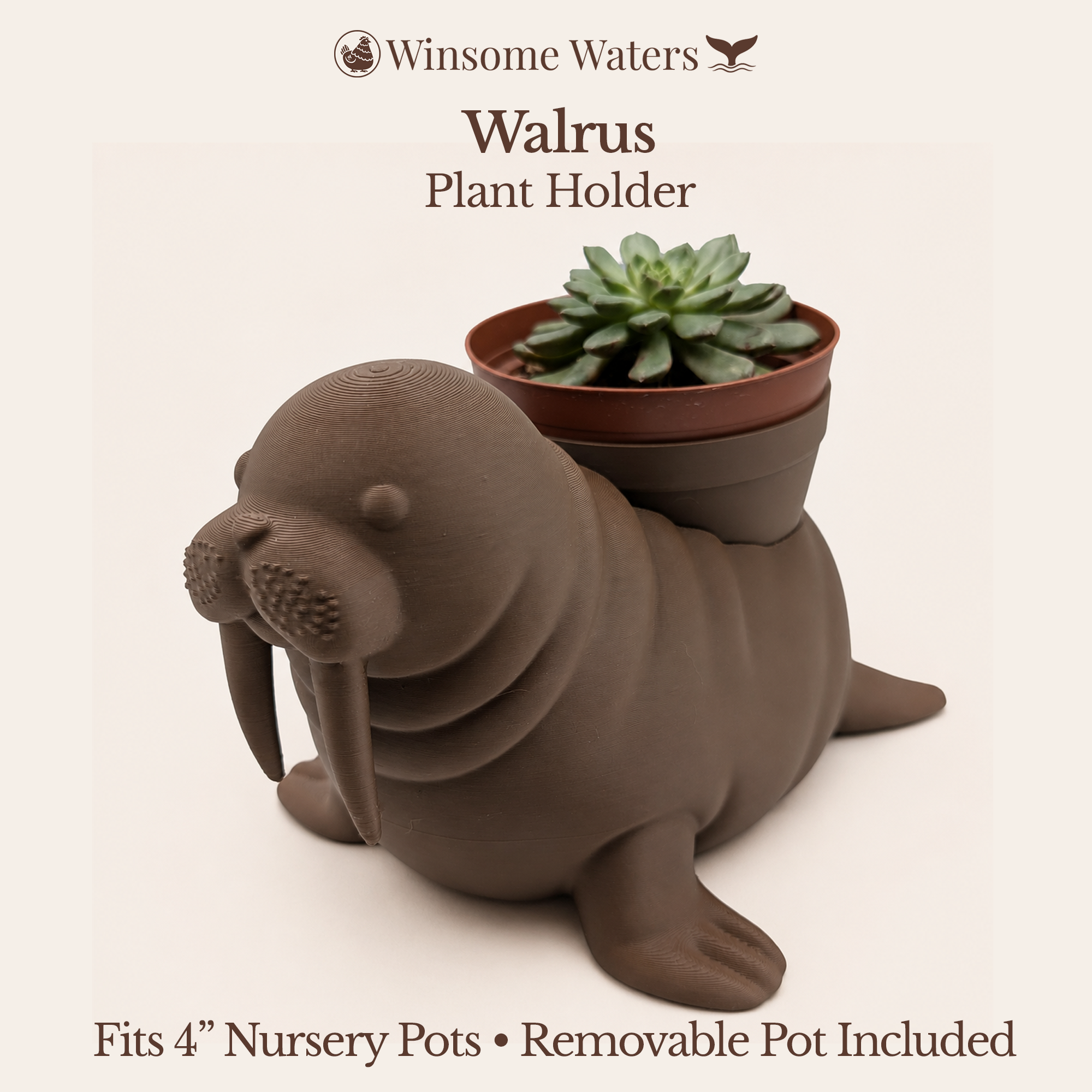 Walrus Planter - Winsome Waters Planters