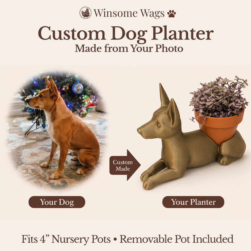 Custom Dog Planter Plant Holder - Winsome Wags