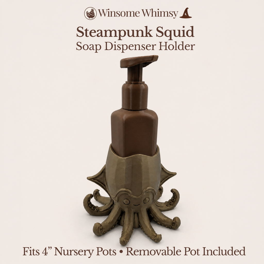 Steampunk Squid - Winsome Whimsy Fantasy Soap Dispenser Holder