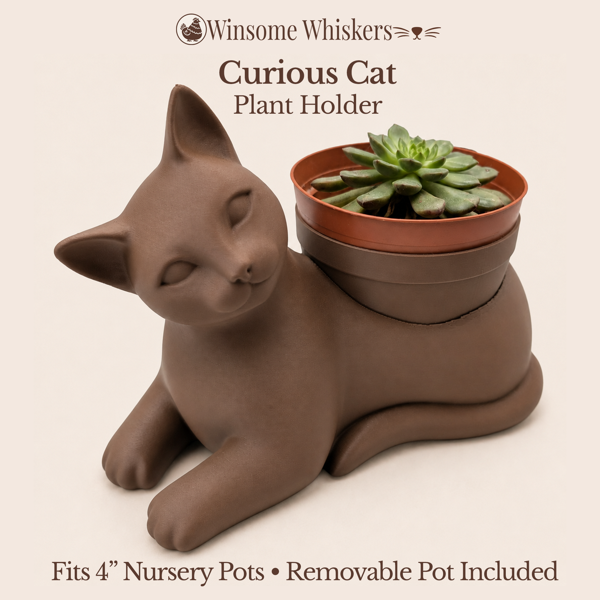 Curious Cat Planter - Winsome Whiskers