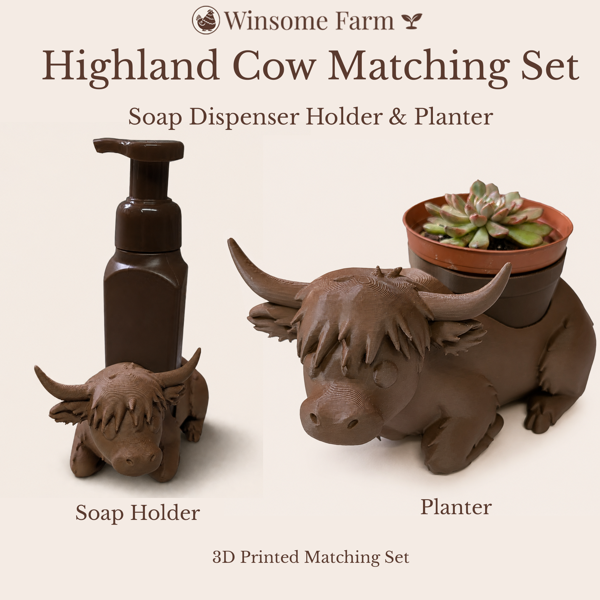 Highland Cow Planter and Soap Holder Bundle - Winsome Farm