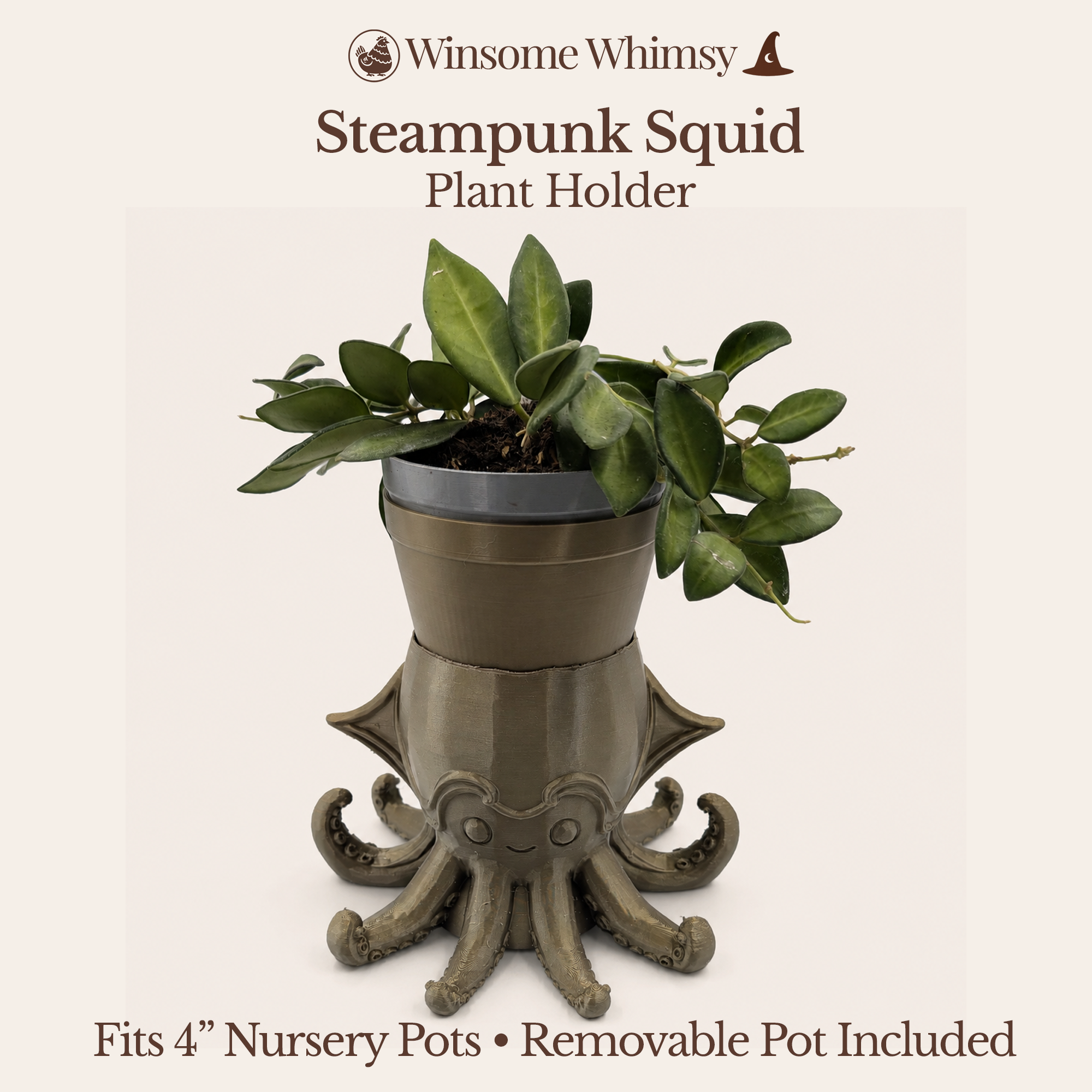 Steampunk Squid Planter - Winsome Whimsy Fantasy Planter