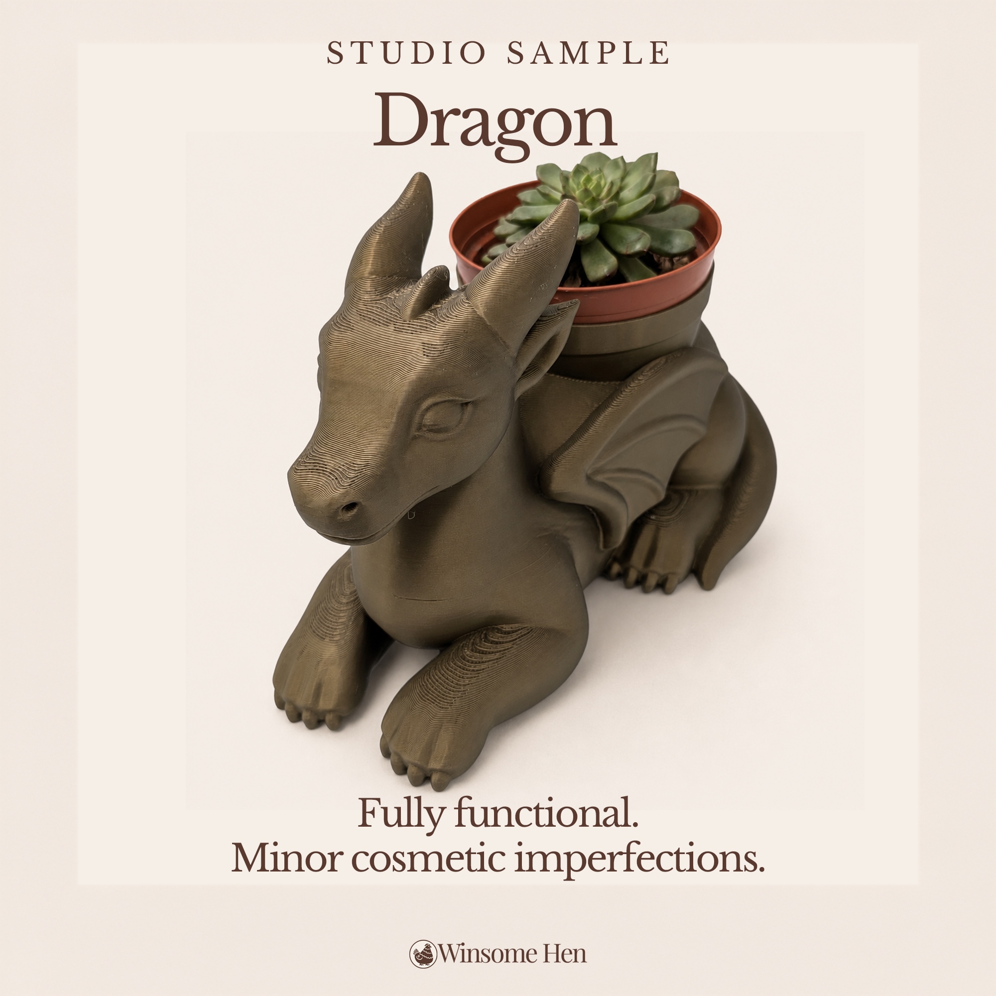 Bronze Dragon Planter - Winsome Whimsy - Studio Sample