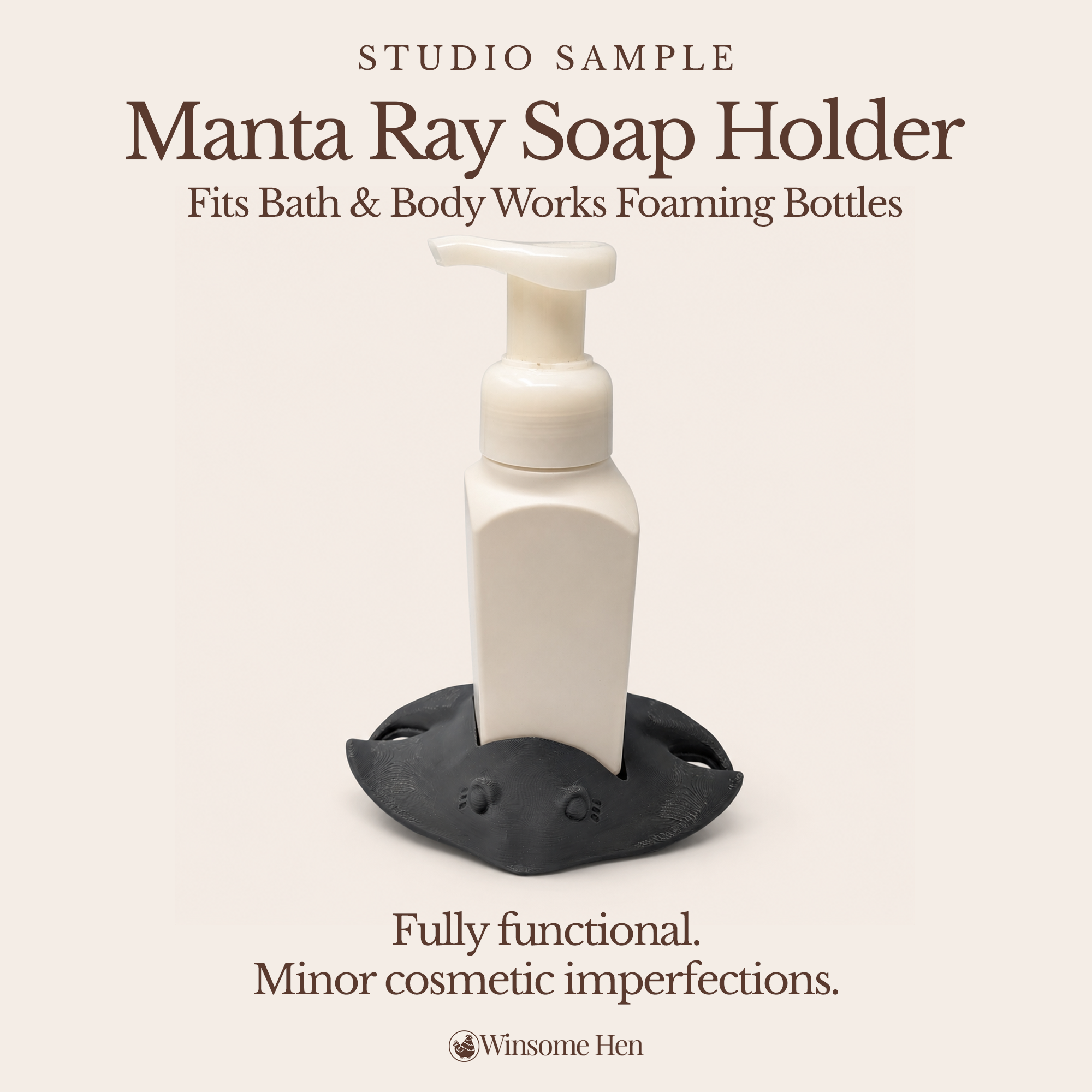 Manta Ray Soap Holder - Winsome Waters - Studio Sample (Grey, Current Sculpt)