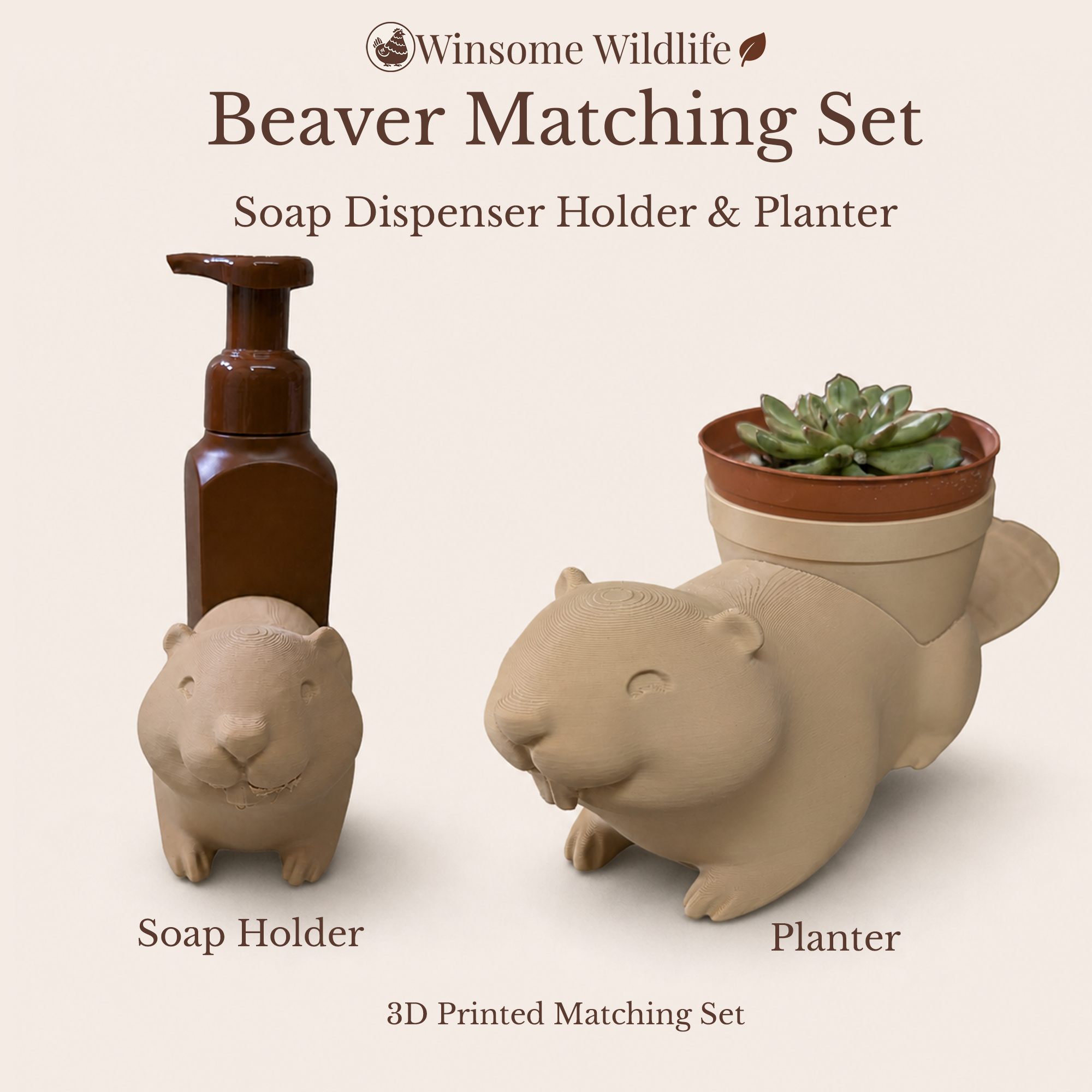 Beaver Planter and Soap Holder Bundle - Winsome Wildlife
