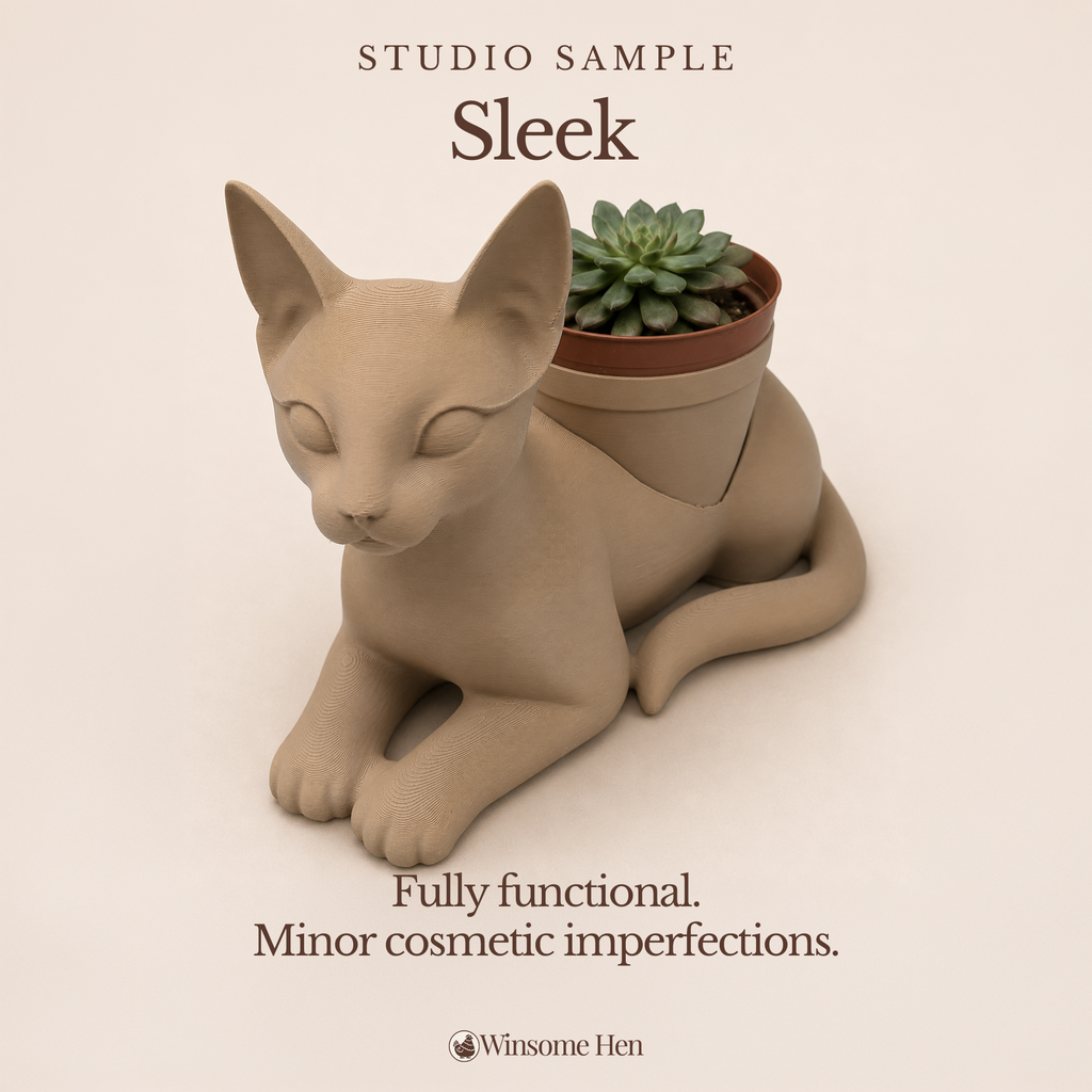 Sleek Cat Planter - Winsome Whiskers - Studio Sample