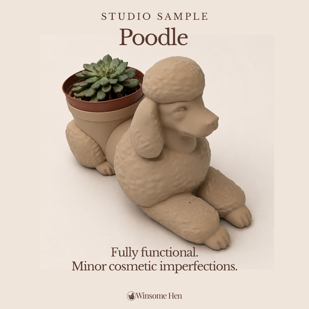 Poodle Planter - Winsome Wags - Studio Sample (Current Sculpt)
