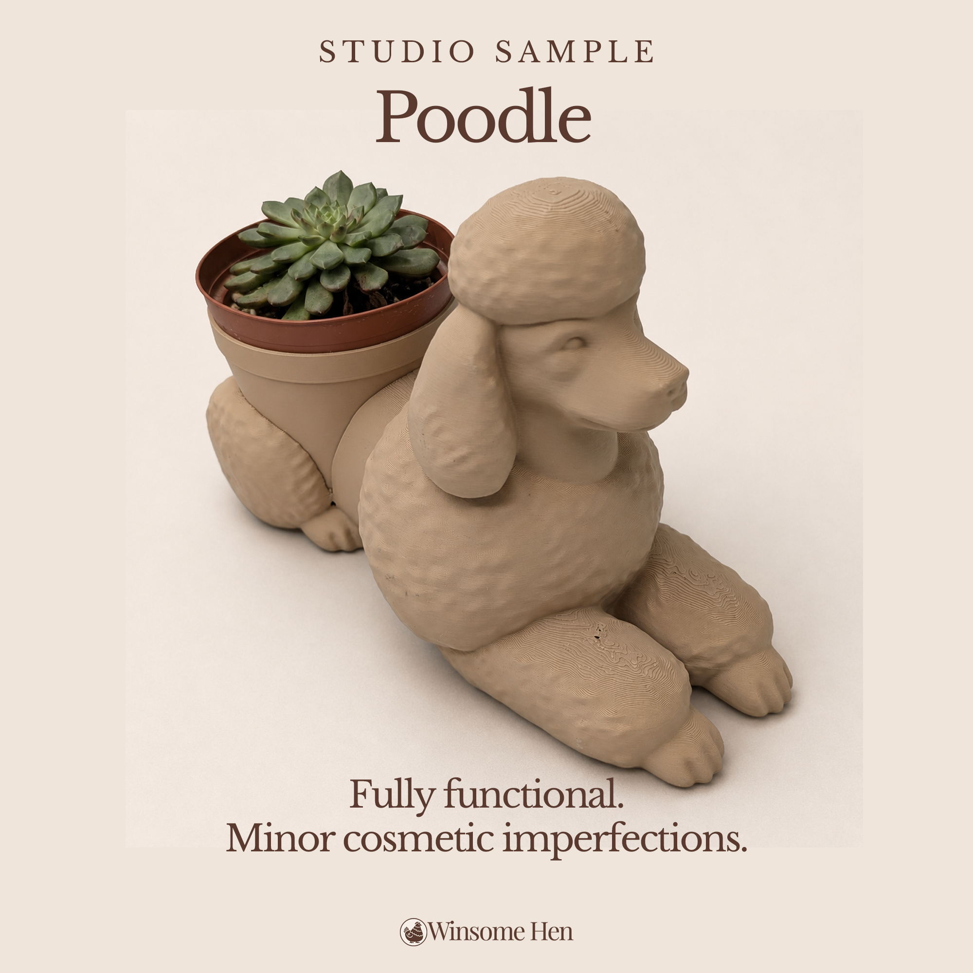 Poodle Planter - Winsome Wags - Studio Sample (Current Sculpt)