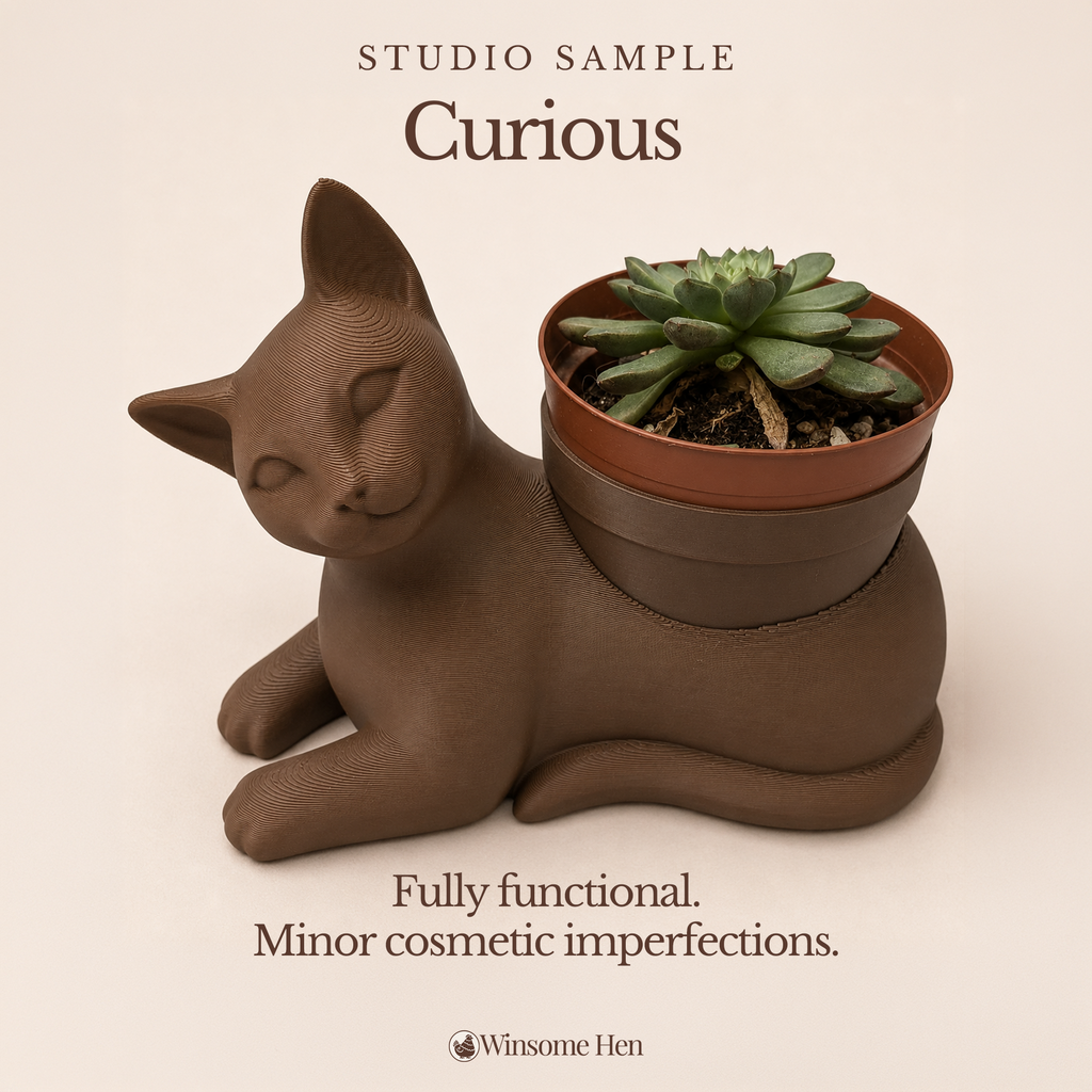 Curious Cat Planter - Winsome Whiskers - Studio Sample