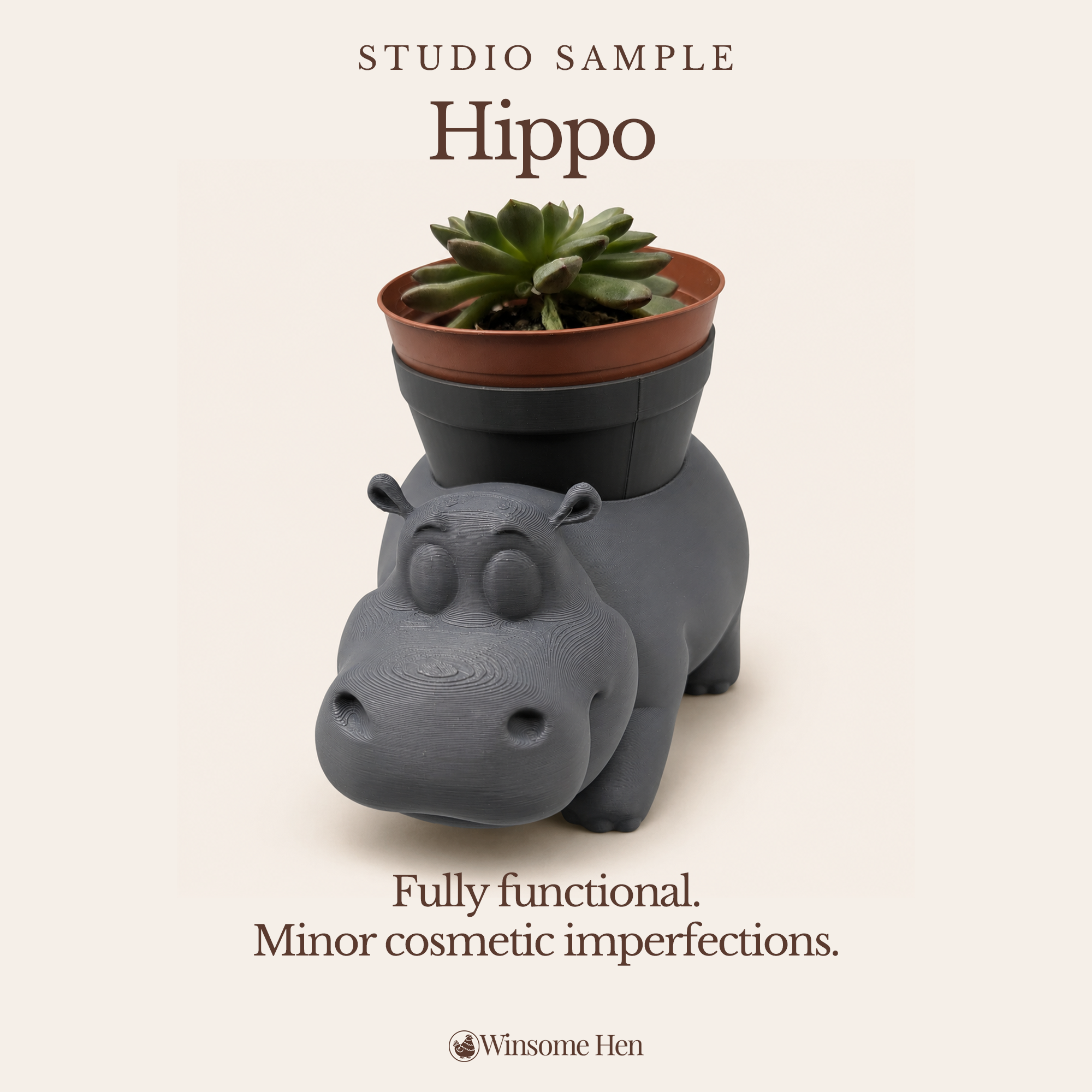 Hippo Planter - Winsome Wildlife - Studio Sample