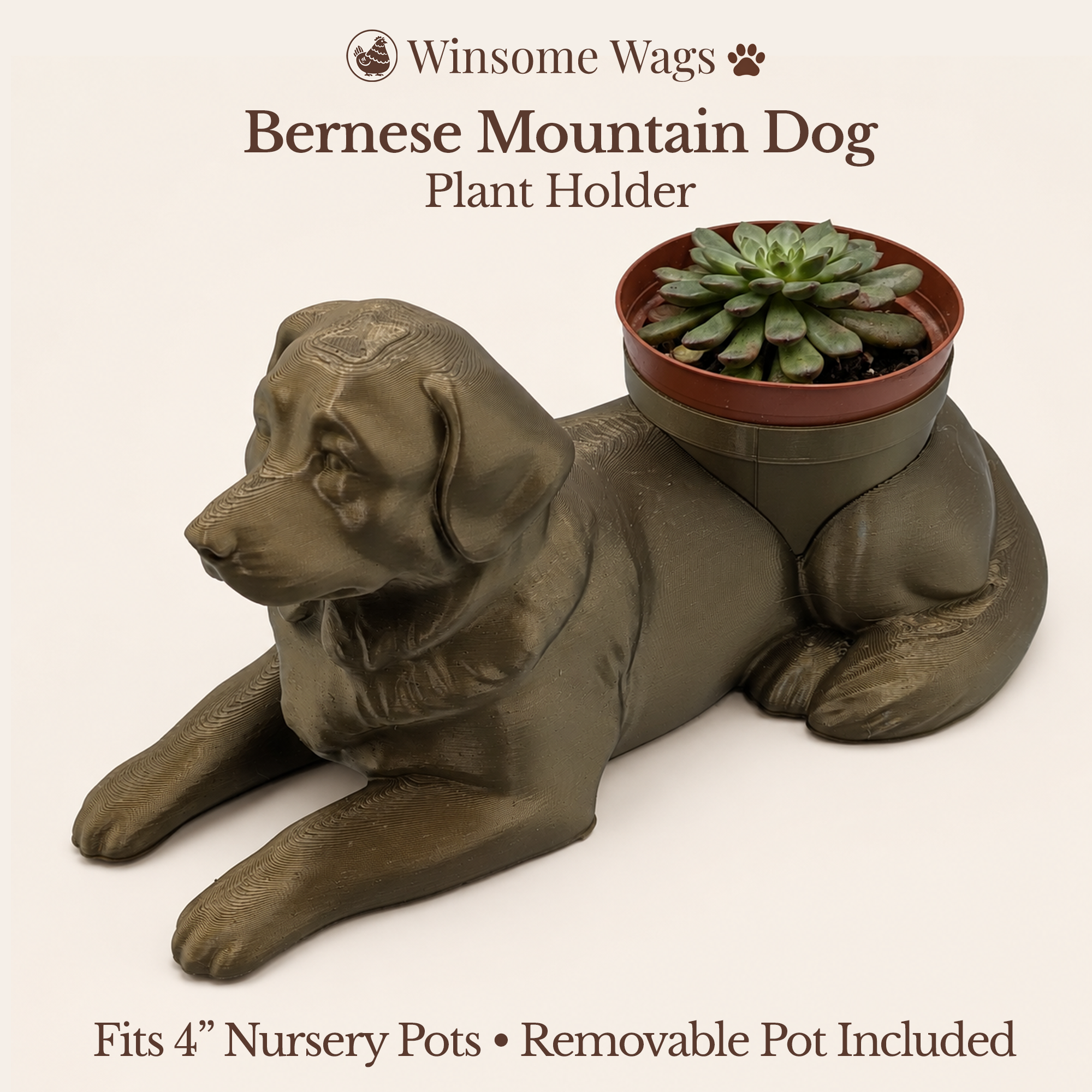 Bernese Mountain Dog Planter - Winsome Wags