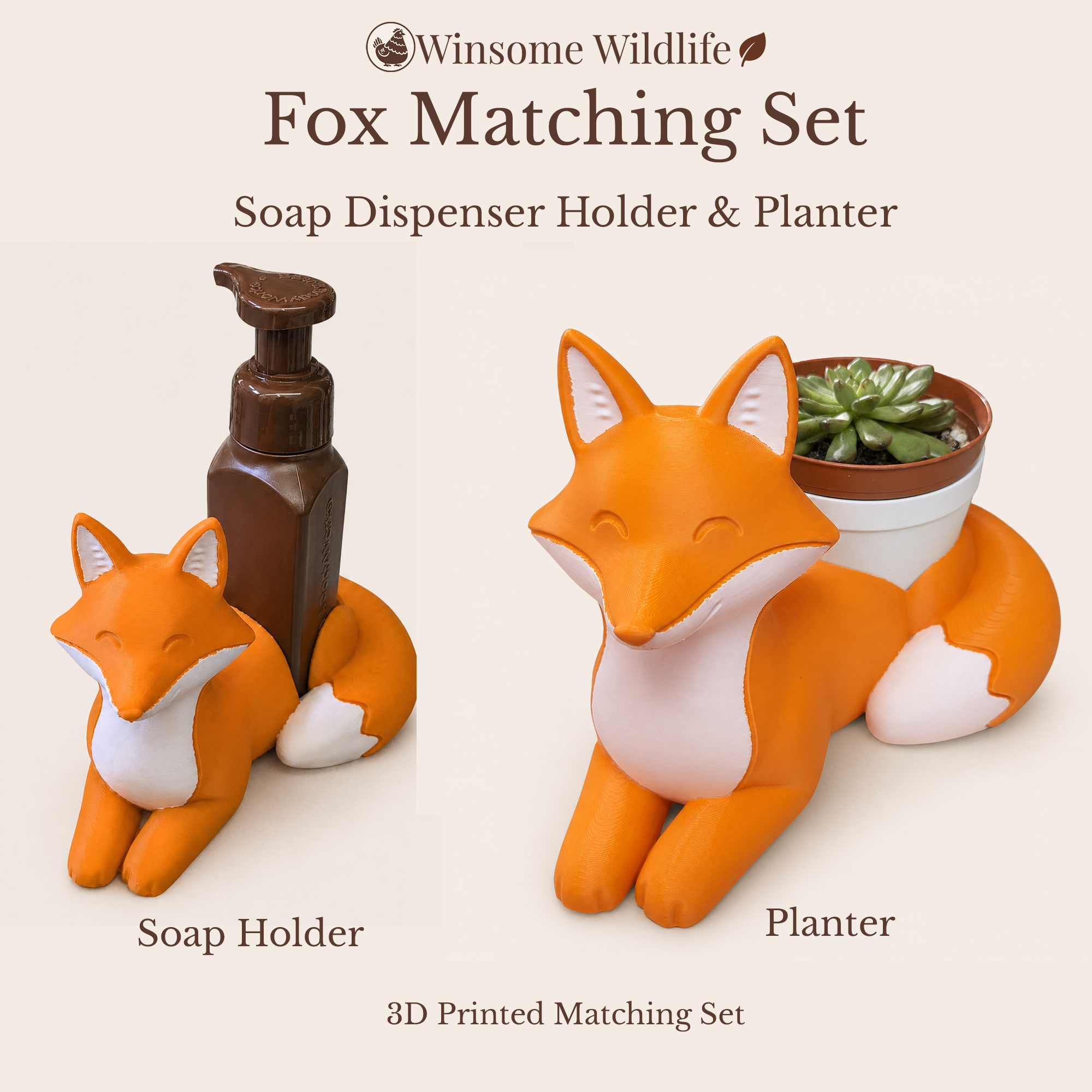 Fox Planter and Soap Holder Bundle - Winsome Wildlife