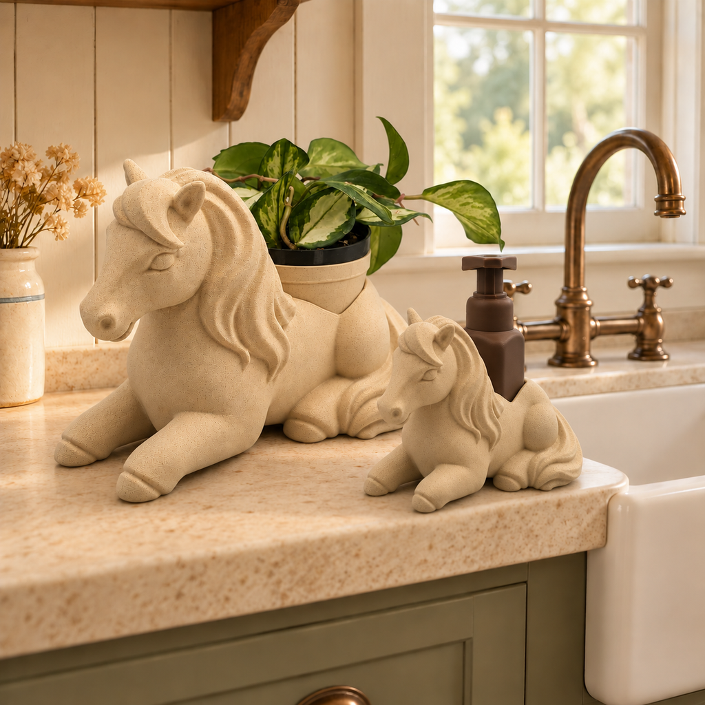Windswept Horse Planter and Soap Holder Set - Winsome Farm Bundle - Coordinated