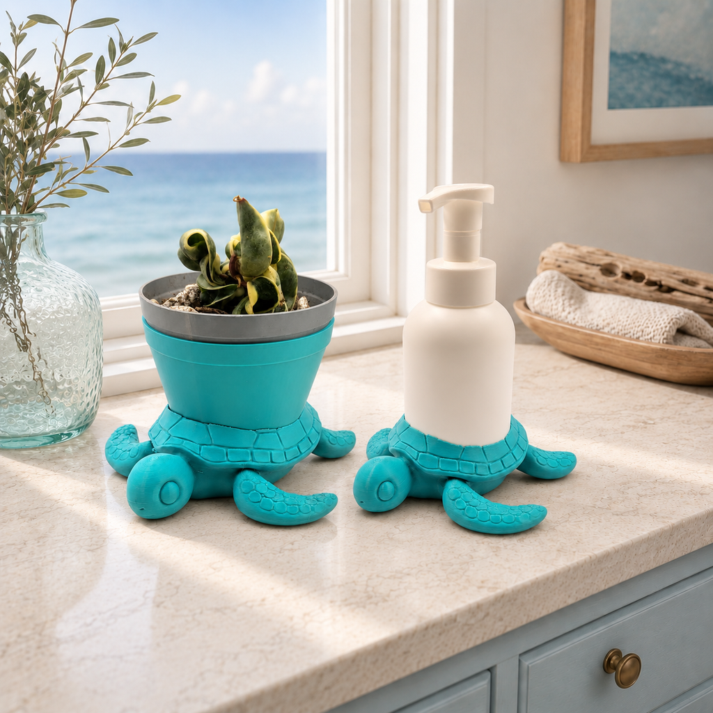 Sea Turtle Planter and Soap Holder Set - Winsome Waters Bundle - Coordinated