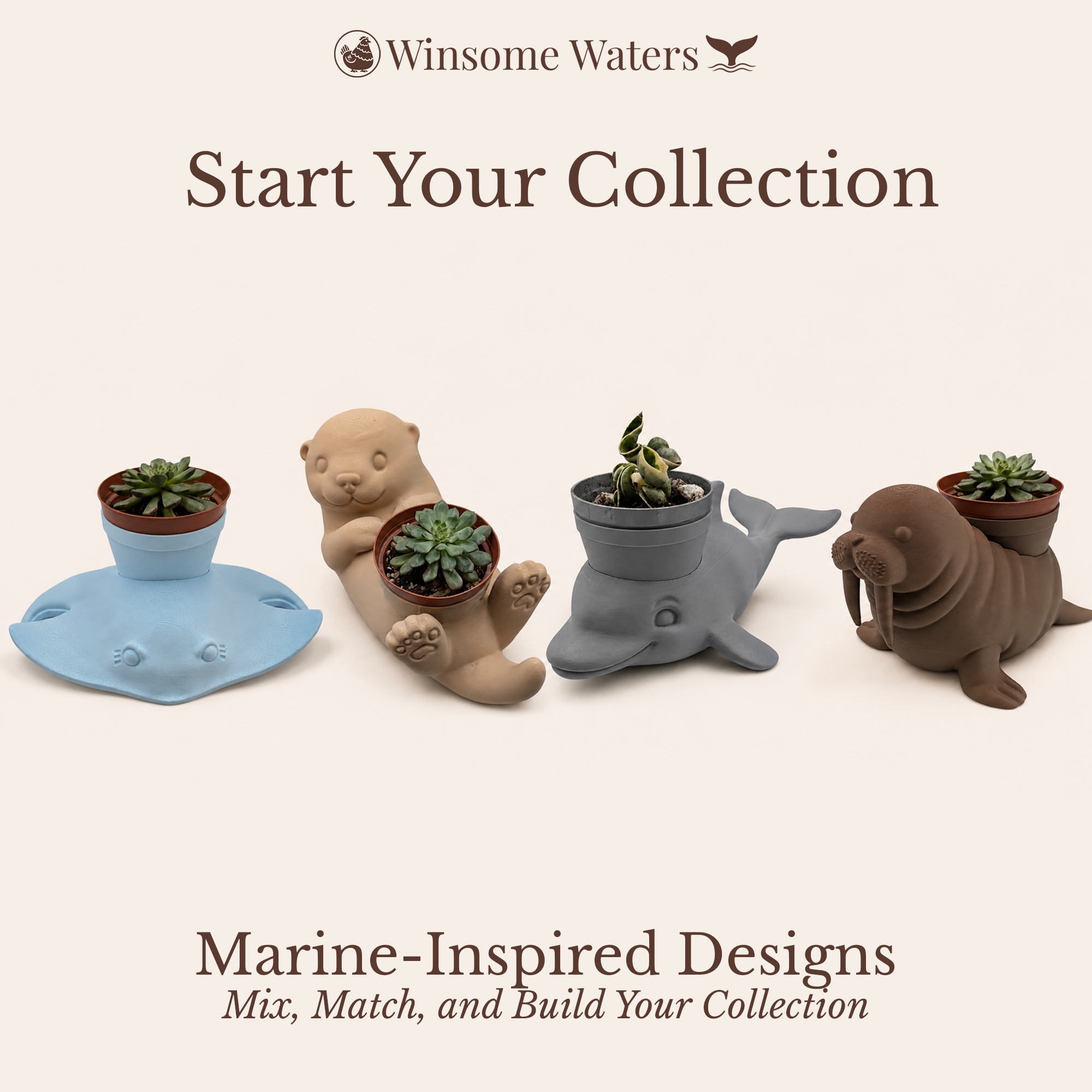 Otter Planter and Soap Holder Bundle - Winsome Waters