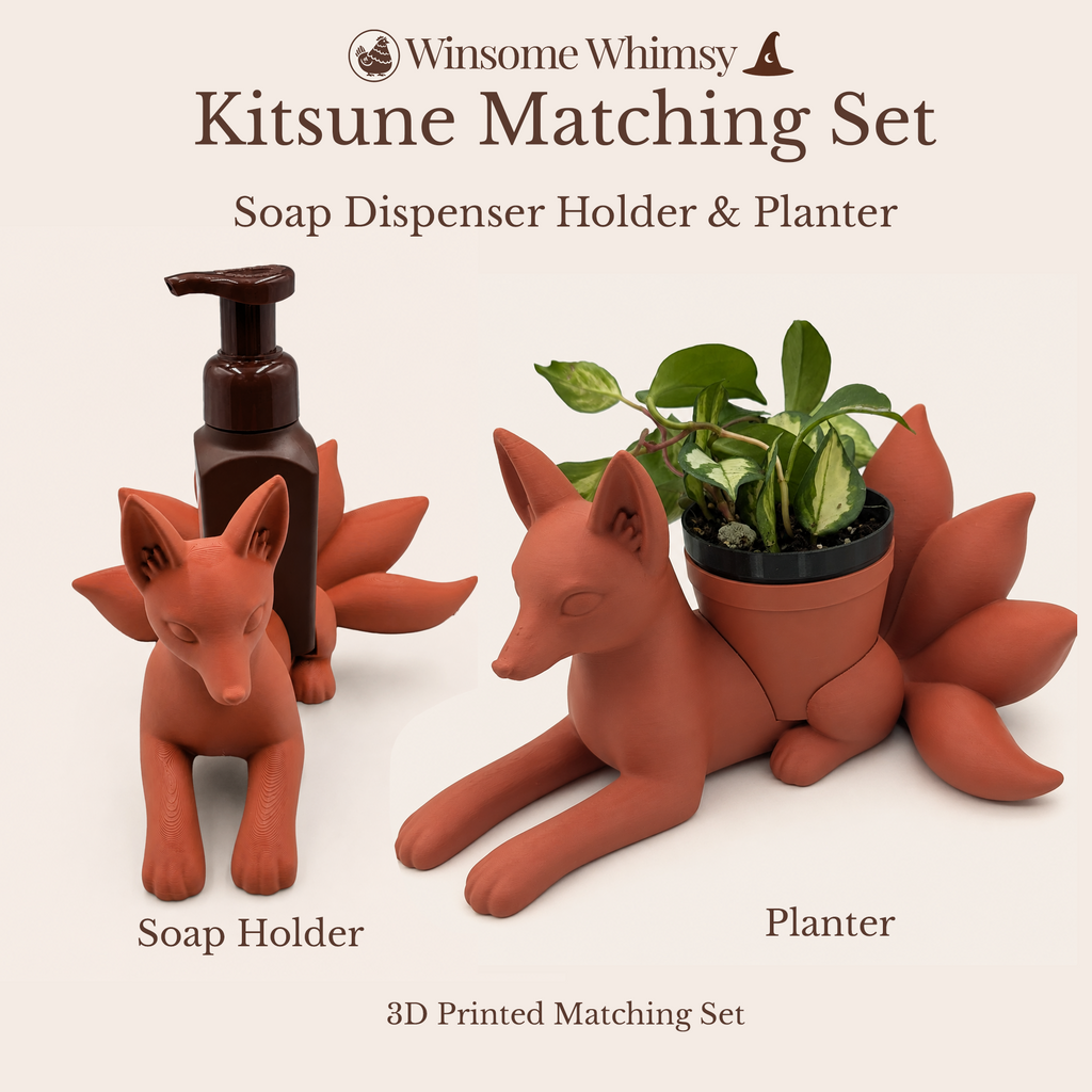 Kitsune Planter and Soap Holder Bundle - Winsome Whimsy