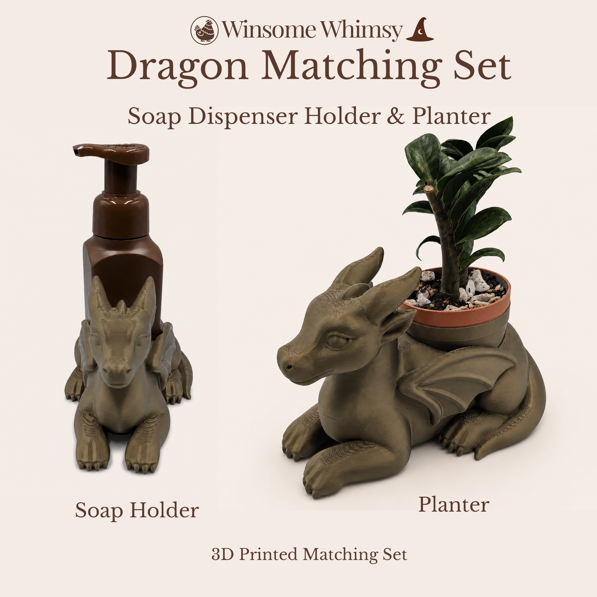 Dragon Planter and Soap Holder Bundle - Winsome Whimsy
