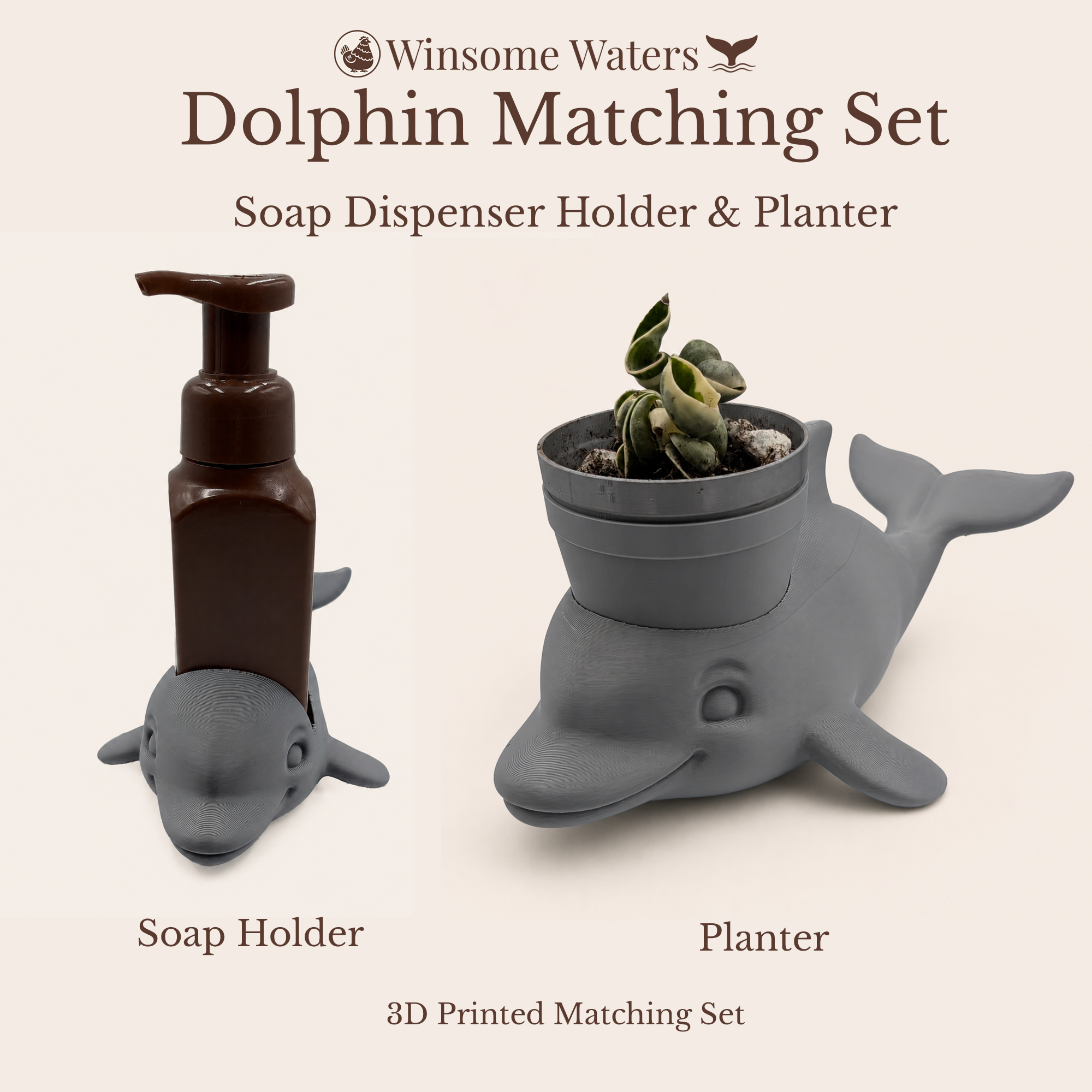 Dolphin Planter and Soap Holder Bundle - Winsome Waters