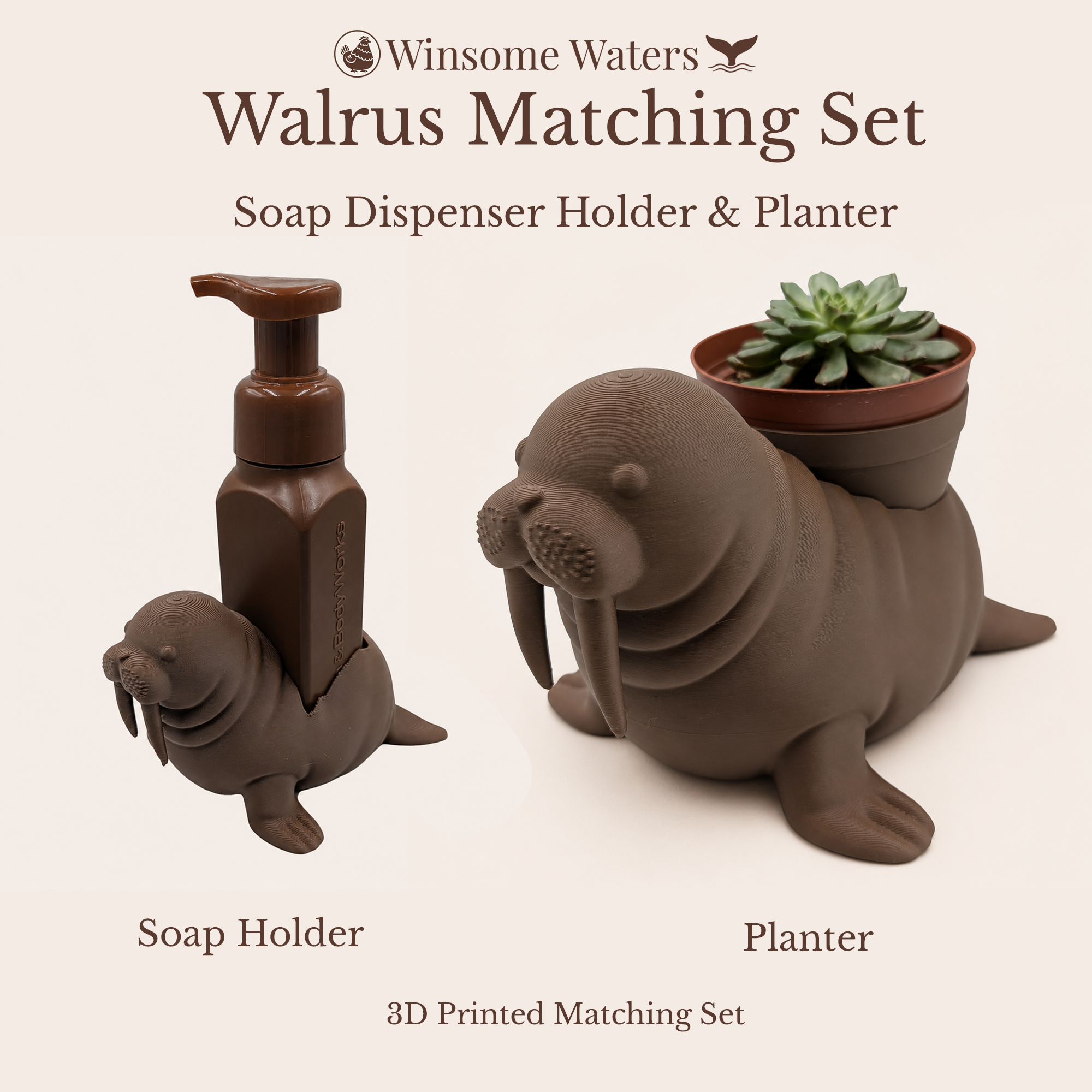 Walrus Planter and Soap Holder Bundle - Winsome Waters