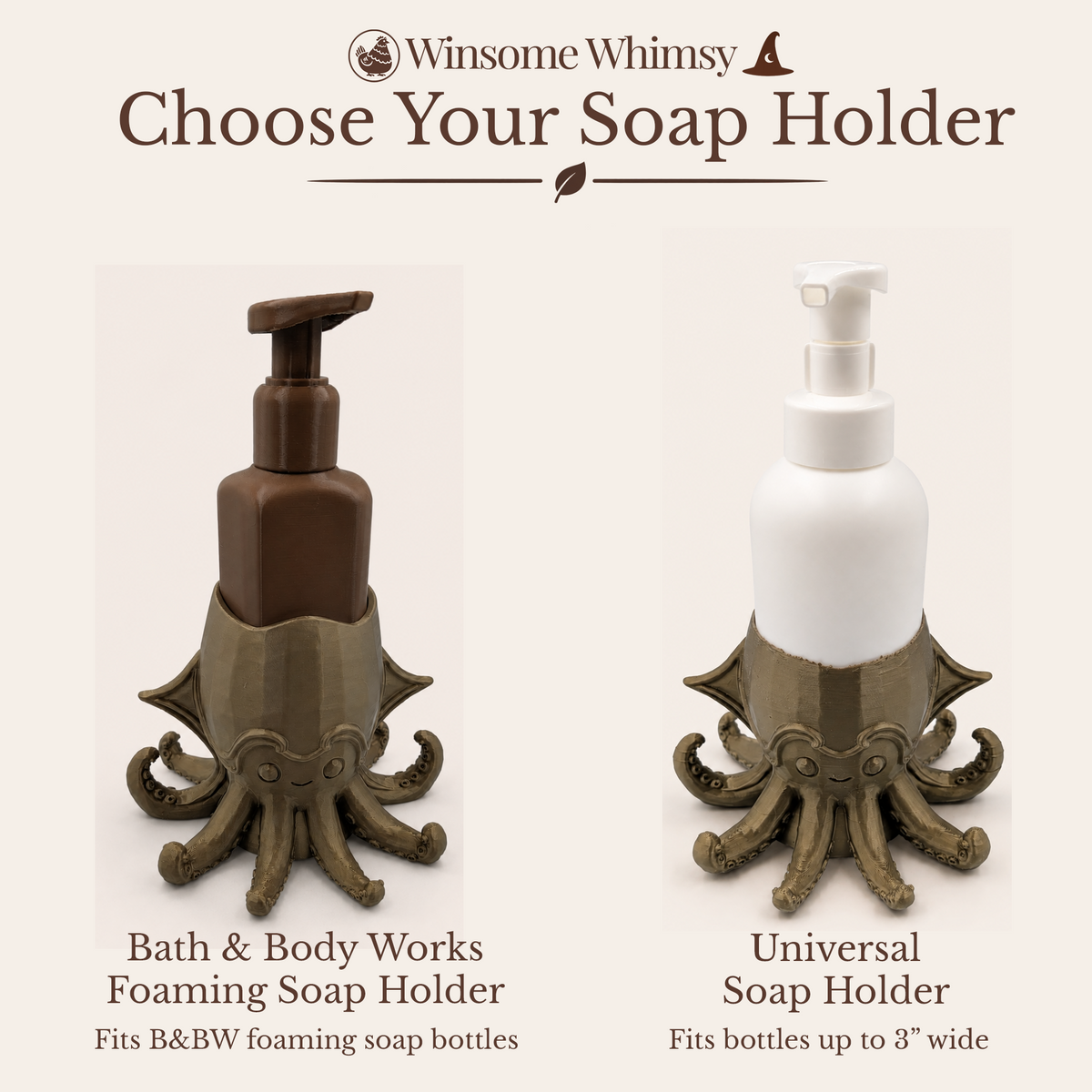 Steampunk Squid Planter and Soap Holder Set - Winsome Whimsy Bundle - Coordinated