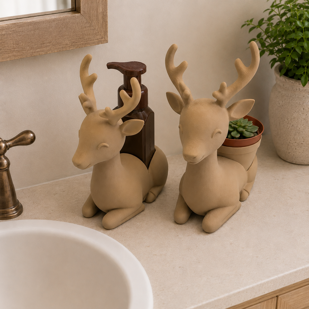 Reindeer Planter and Soap Dispenser Holder Bundle