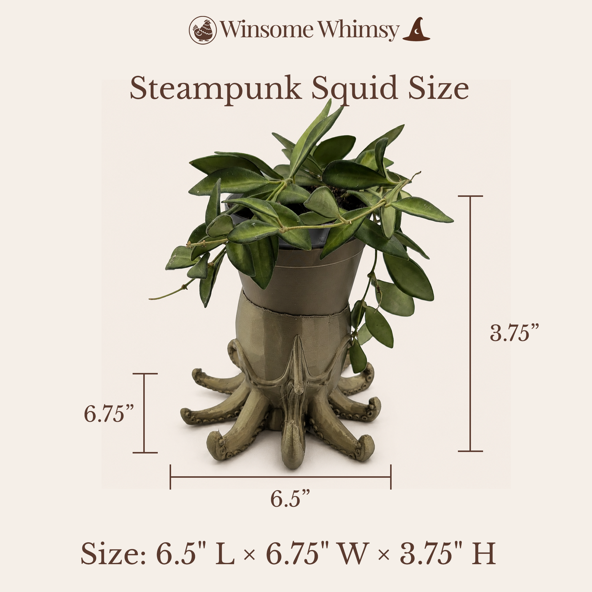 Steampunk Squid Planter - Winsome Whimsy Fantasy Planter