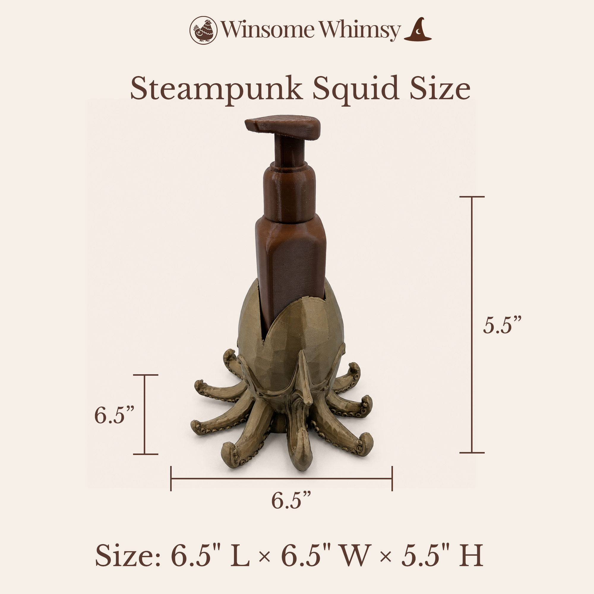 Steampunk Squid - Winsome Whimsy Fantasy Soap Dispenser Holder