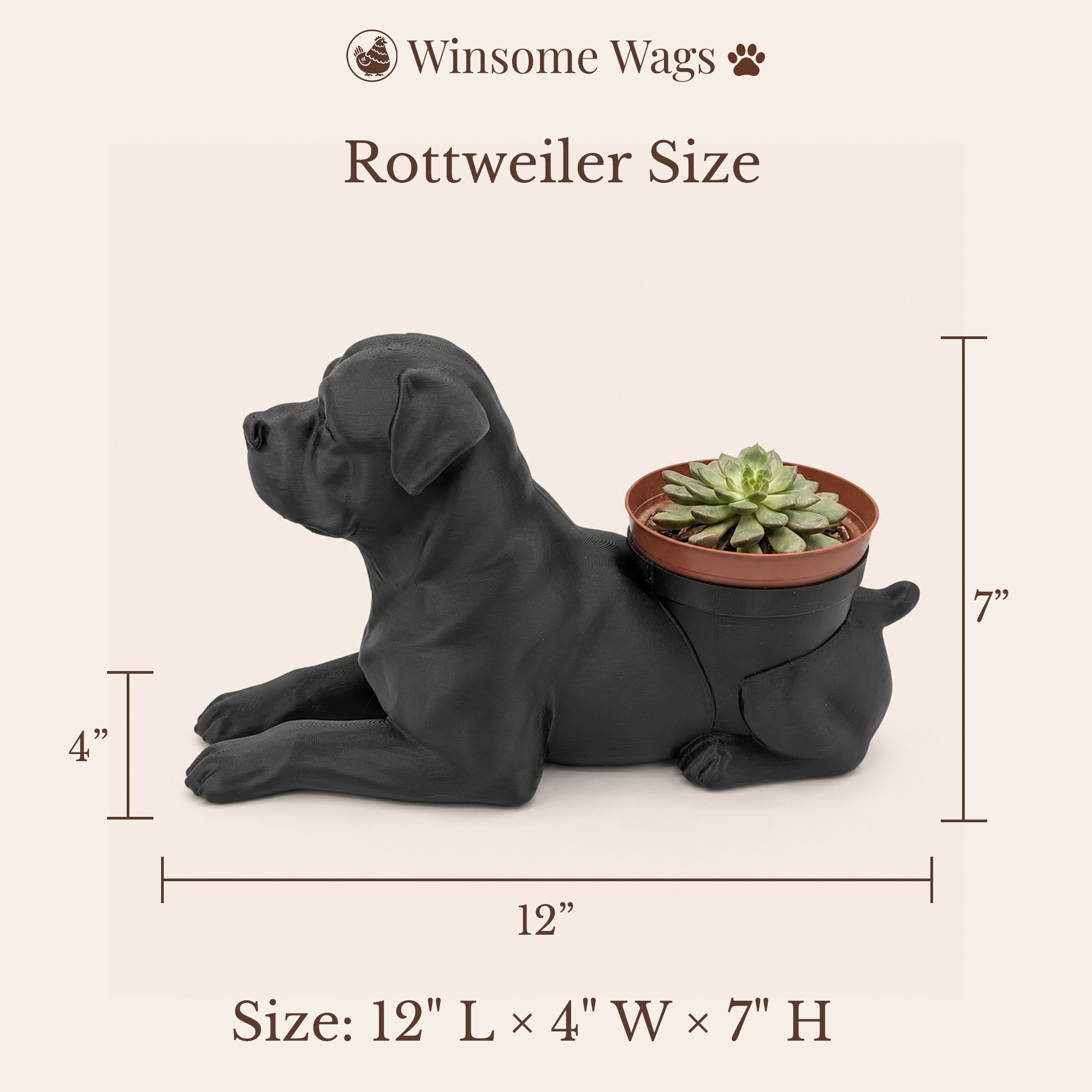 Rottweiler Planter - Winsome Wags