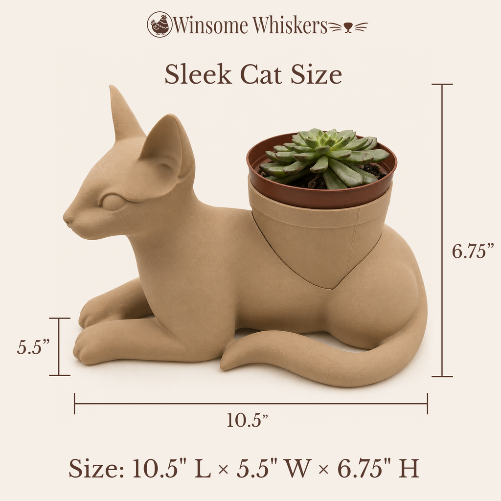 Sleek Cat Planter - Winsome Whiskers