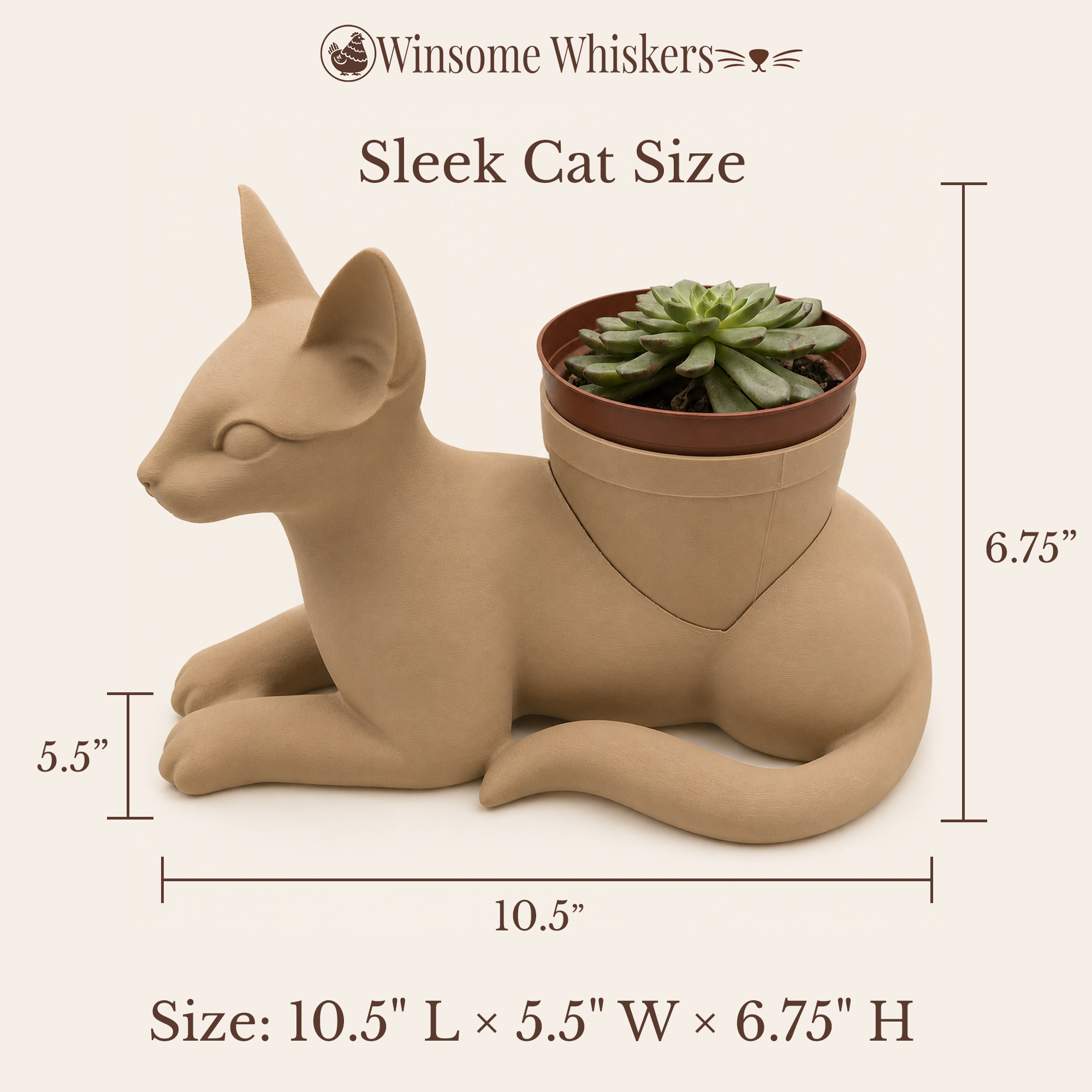 Sleek Cat Planter - Winsome Whiskers