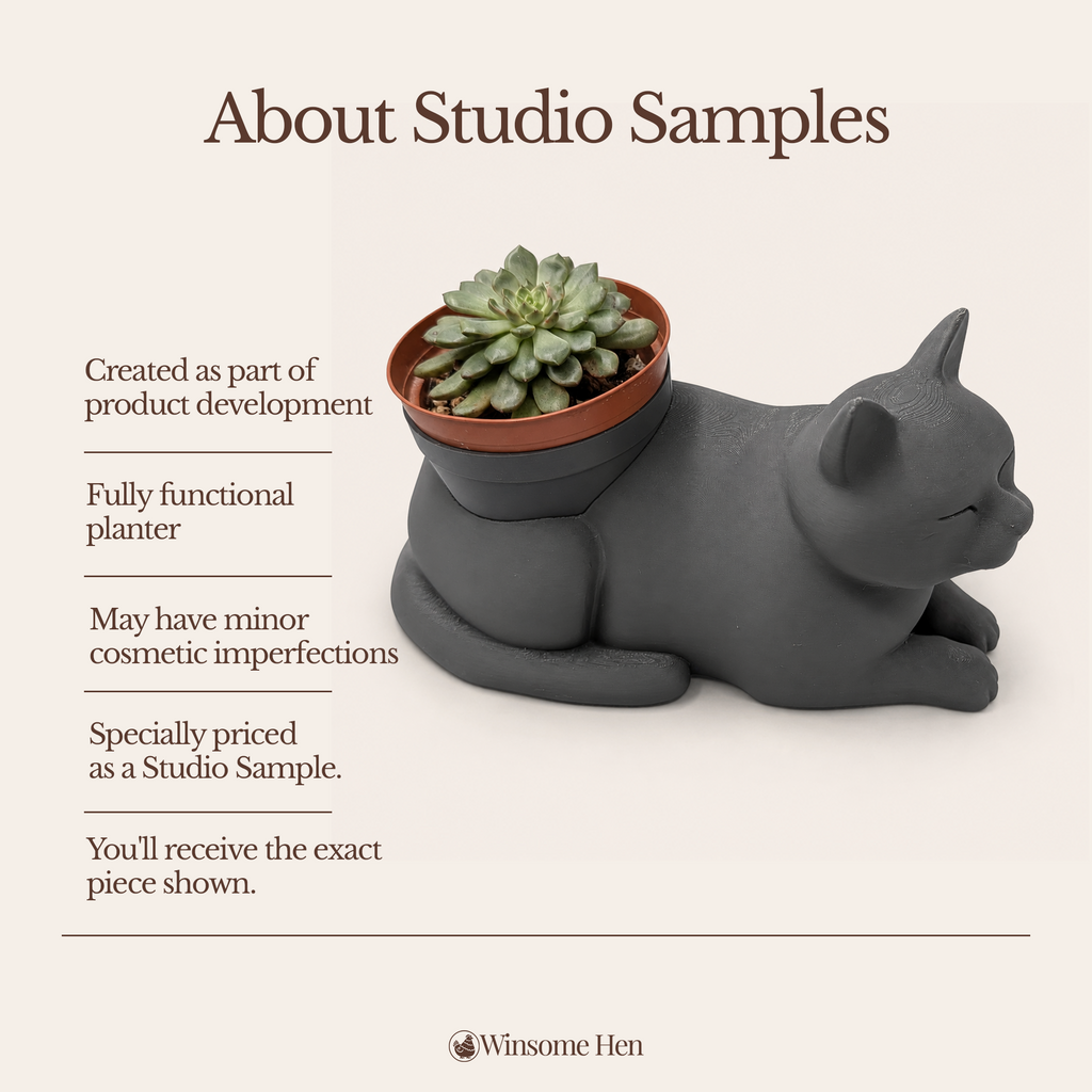 Serene Cat Planter - Winsome Whiskers - Studio Sample