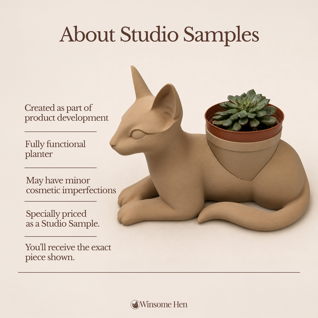 Sleek Cat Planter - Winsome Whiskers - Studio Sample