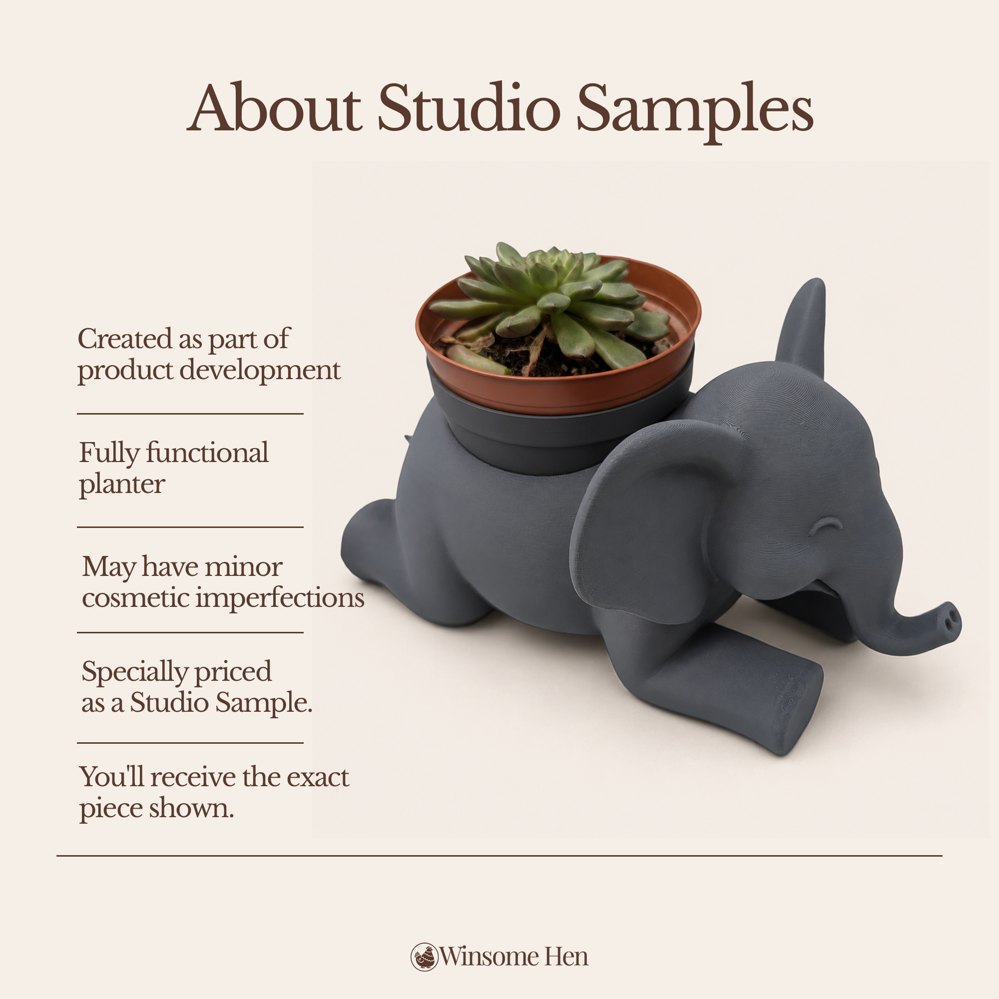 Elephant Planter - Winsome Wildlife - Studio Sample