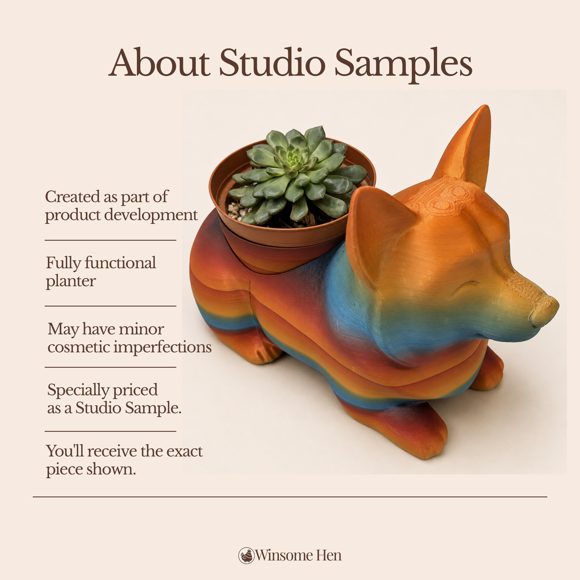 Corgi Planter - Winsome Wags - Studio Sample