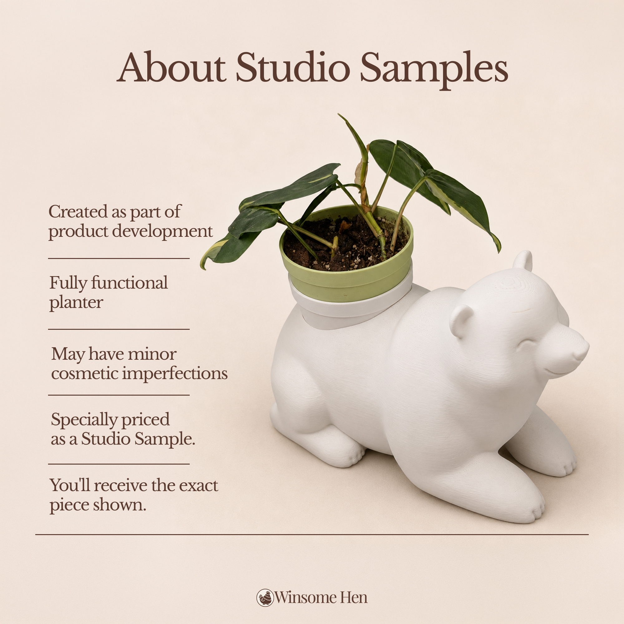 Bear Planter - Winsome Wildlife - Studio Sample