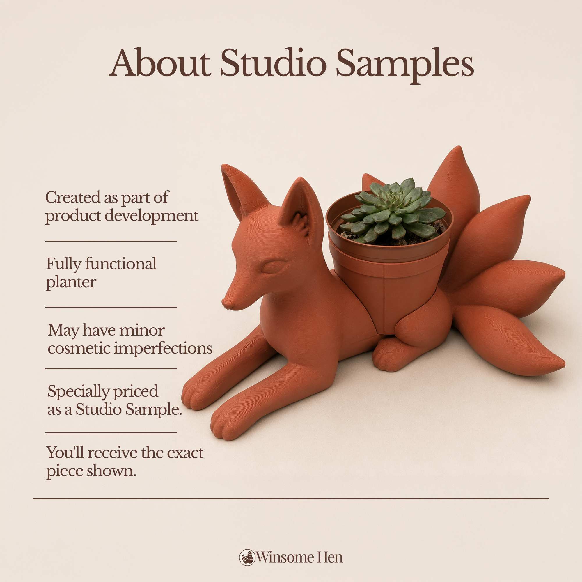 Kitsune Planter - Winsome Whimsy - Studio Sample