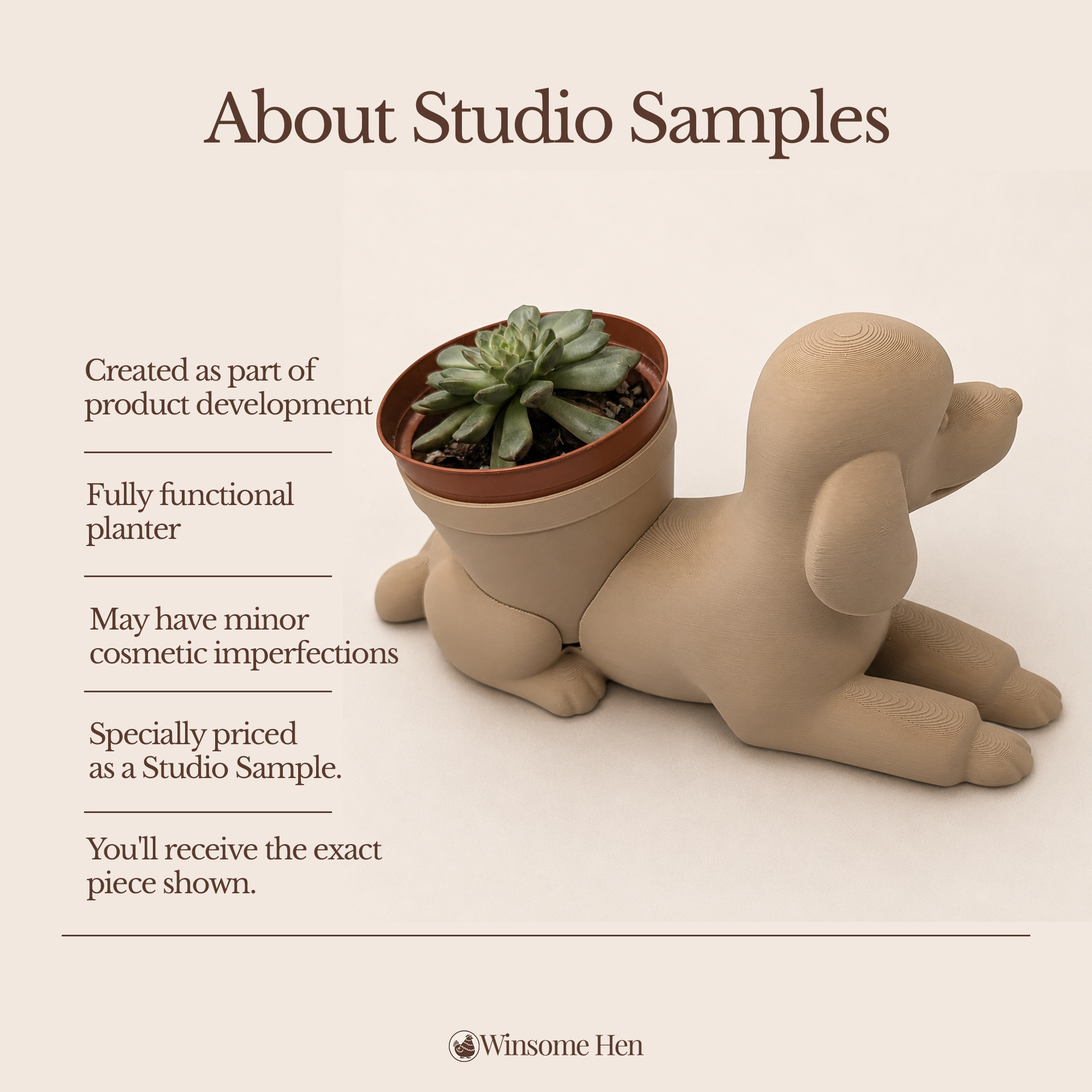 Poodle Planter - Winsome Wags - Studio Sample (Current Sculpt)