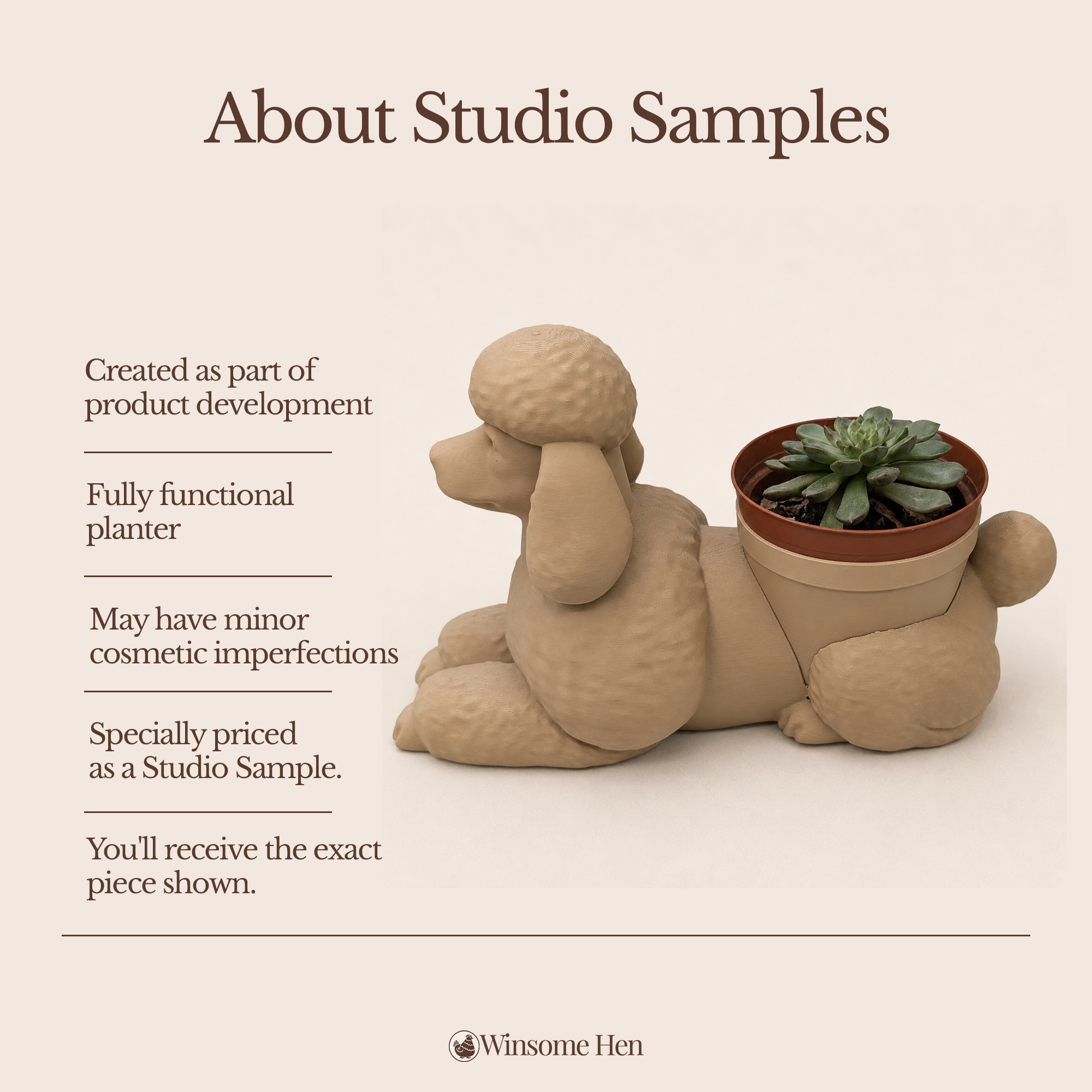 Poodle Planter - Winsome Wags - Studio Sample (Current Sculpt)