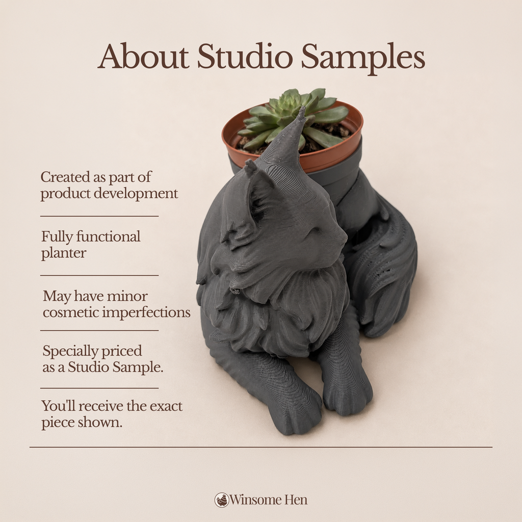 Floof Cat Planter - Winsome Whiskers - Studio Sample