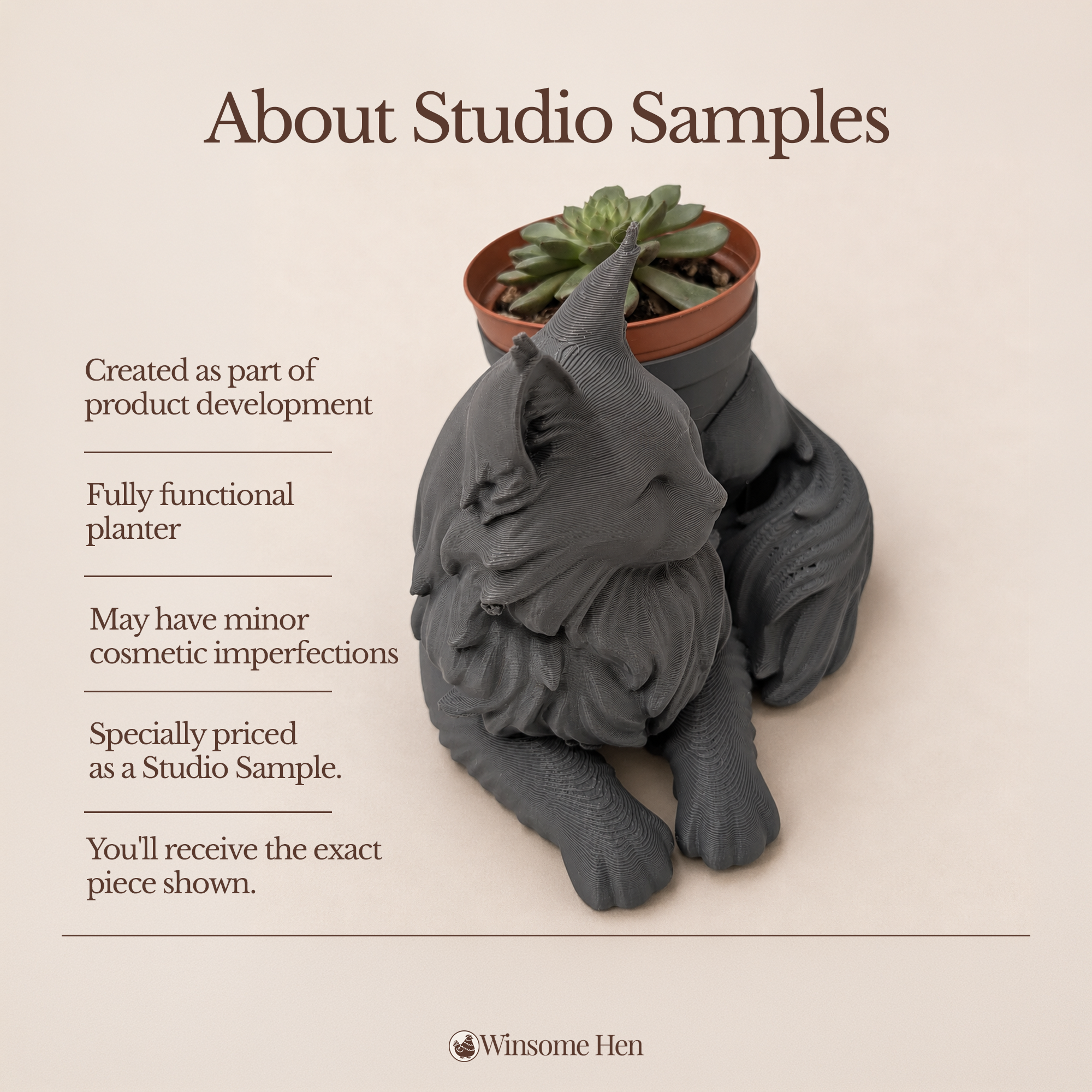Floof Cat Planter - Winsome Whiskers - Studio Sample