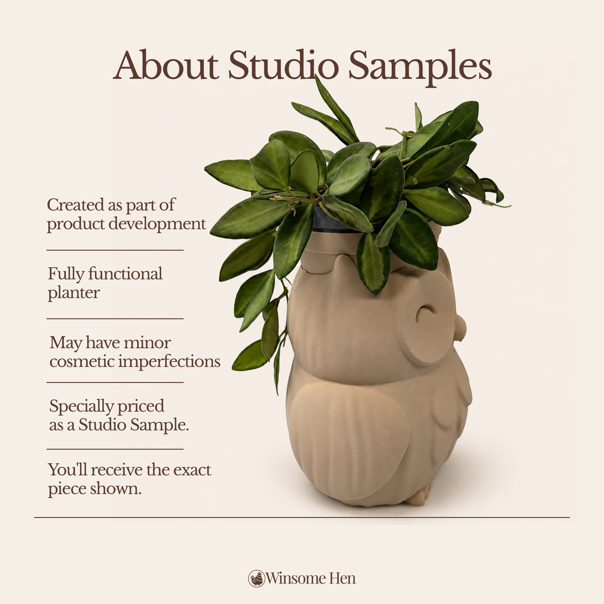 Owl Planter - Winsome Wildlife - Studio Sample