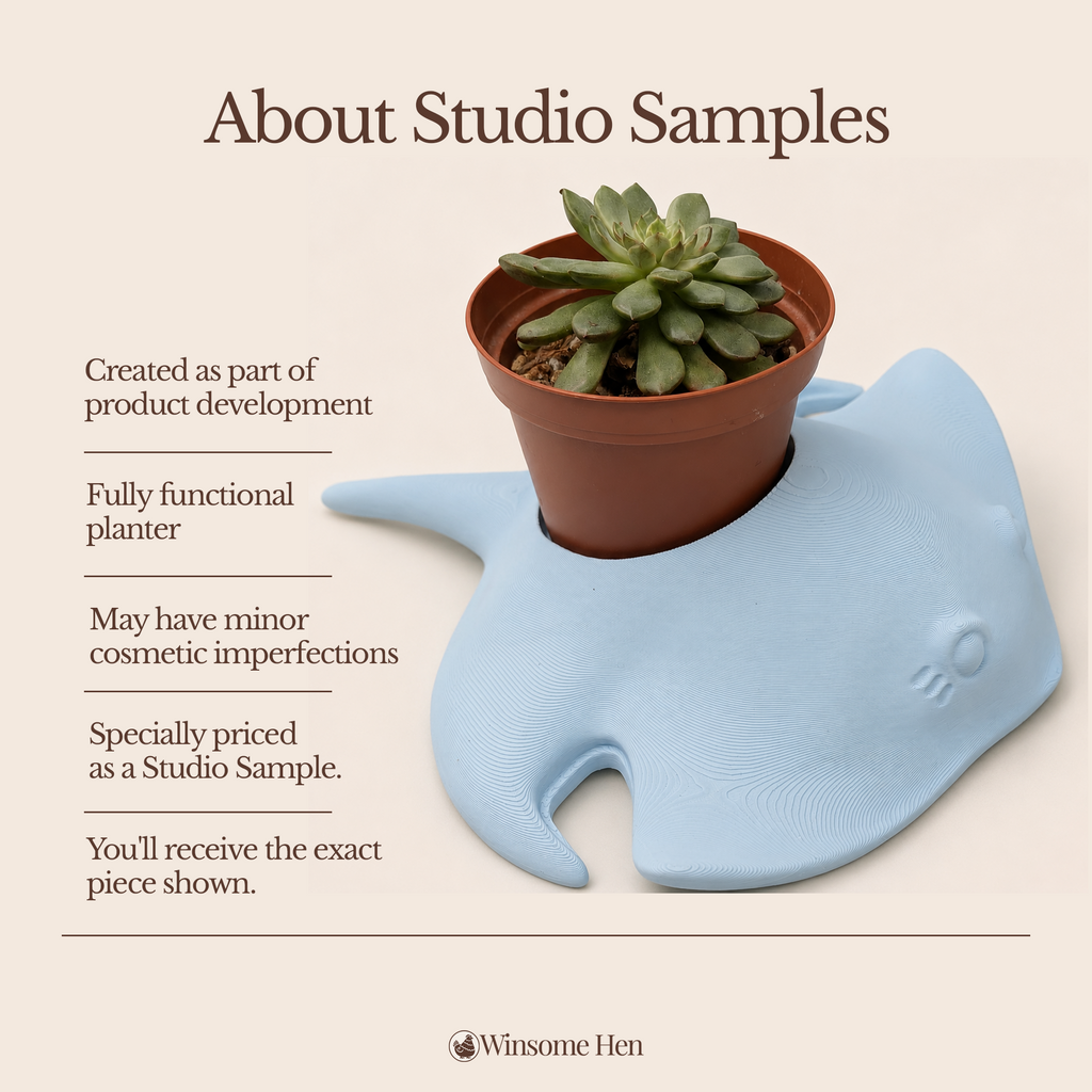 Light Blue Manta Ray Planter - Winsome Waters - Studio Sample (Earlier Sculpt)