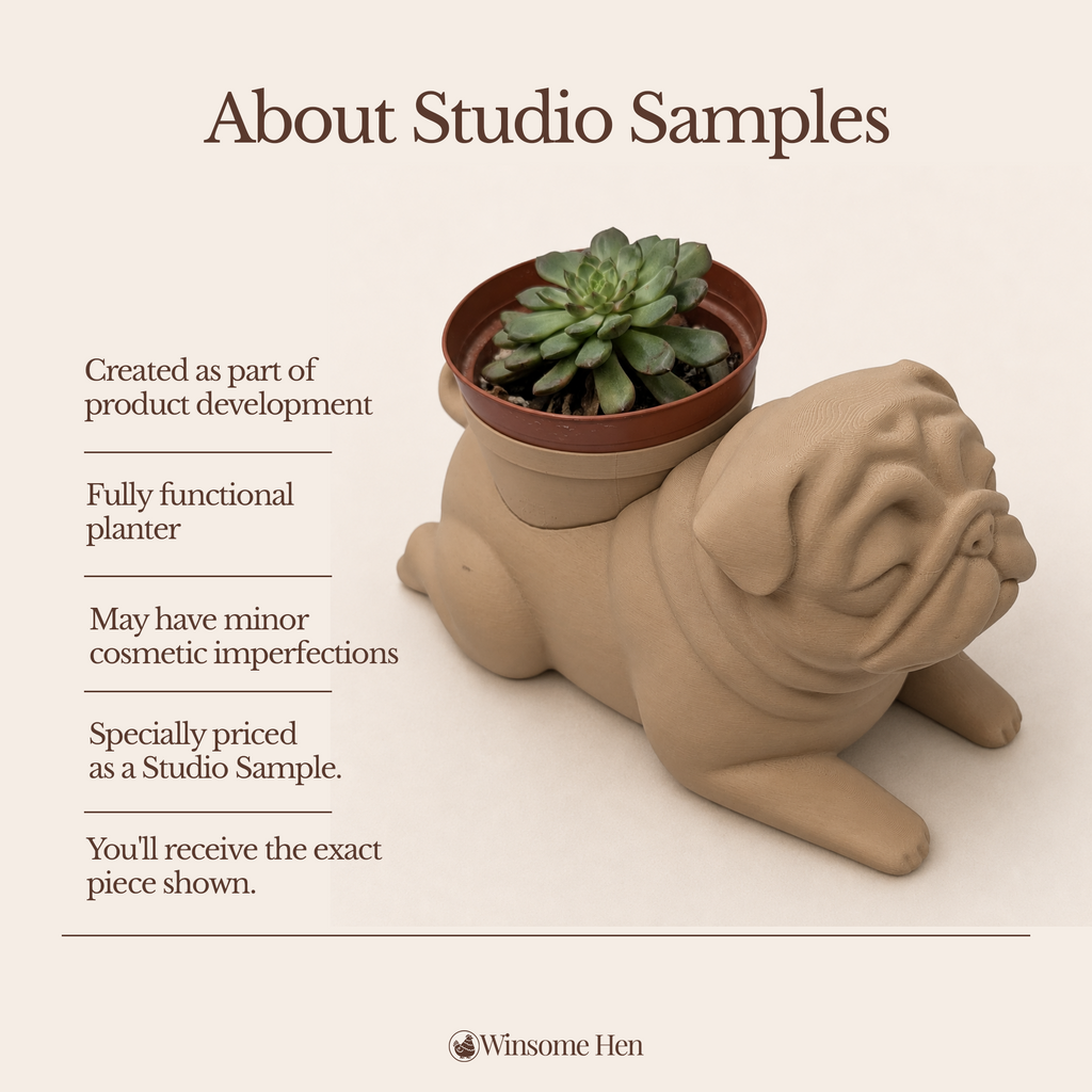 Pug Planter - Winsome Wags - Studio Sample